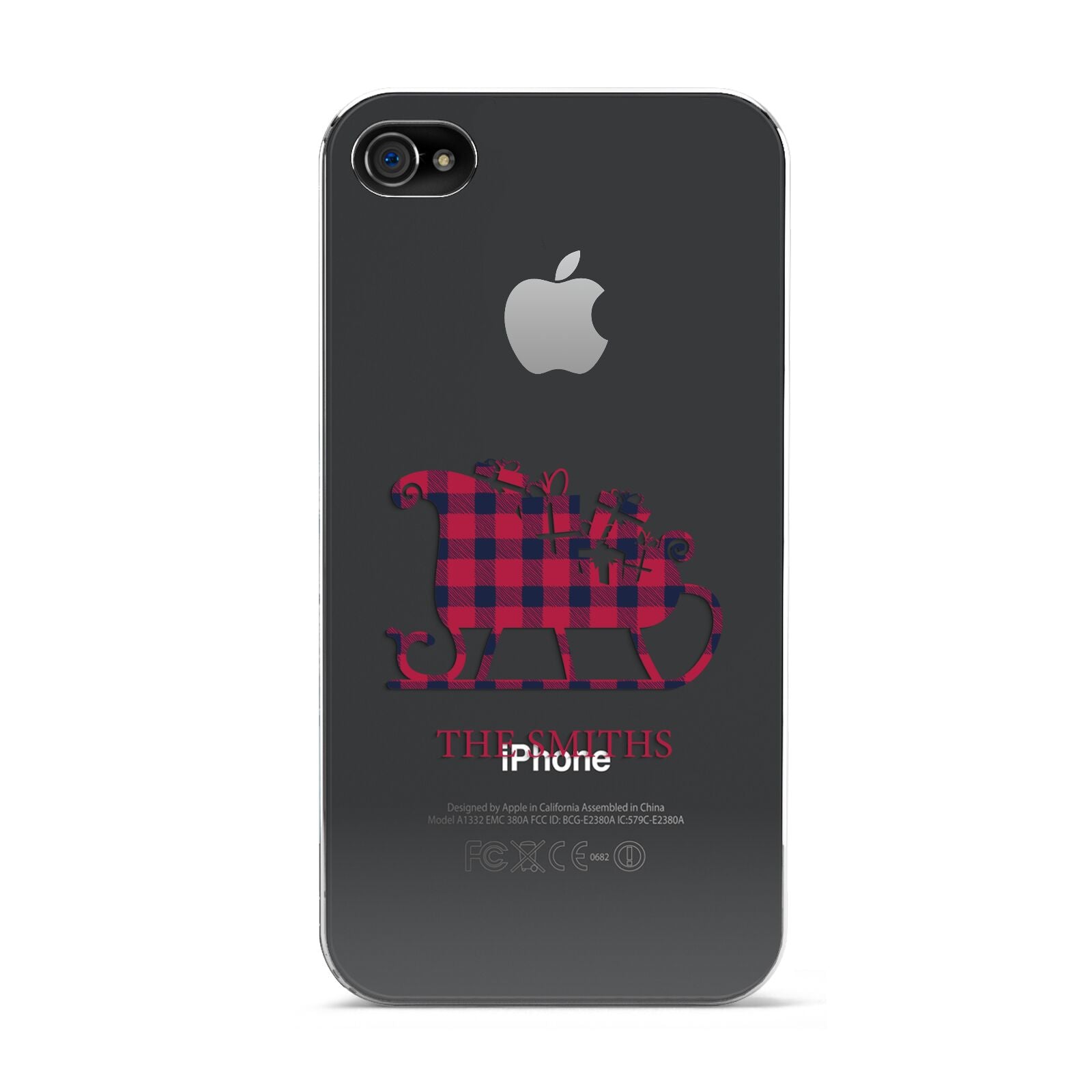 Tartan Santa Sleigh Personalised Surname Apple iPhone 4s Case