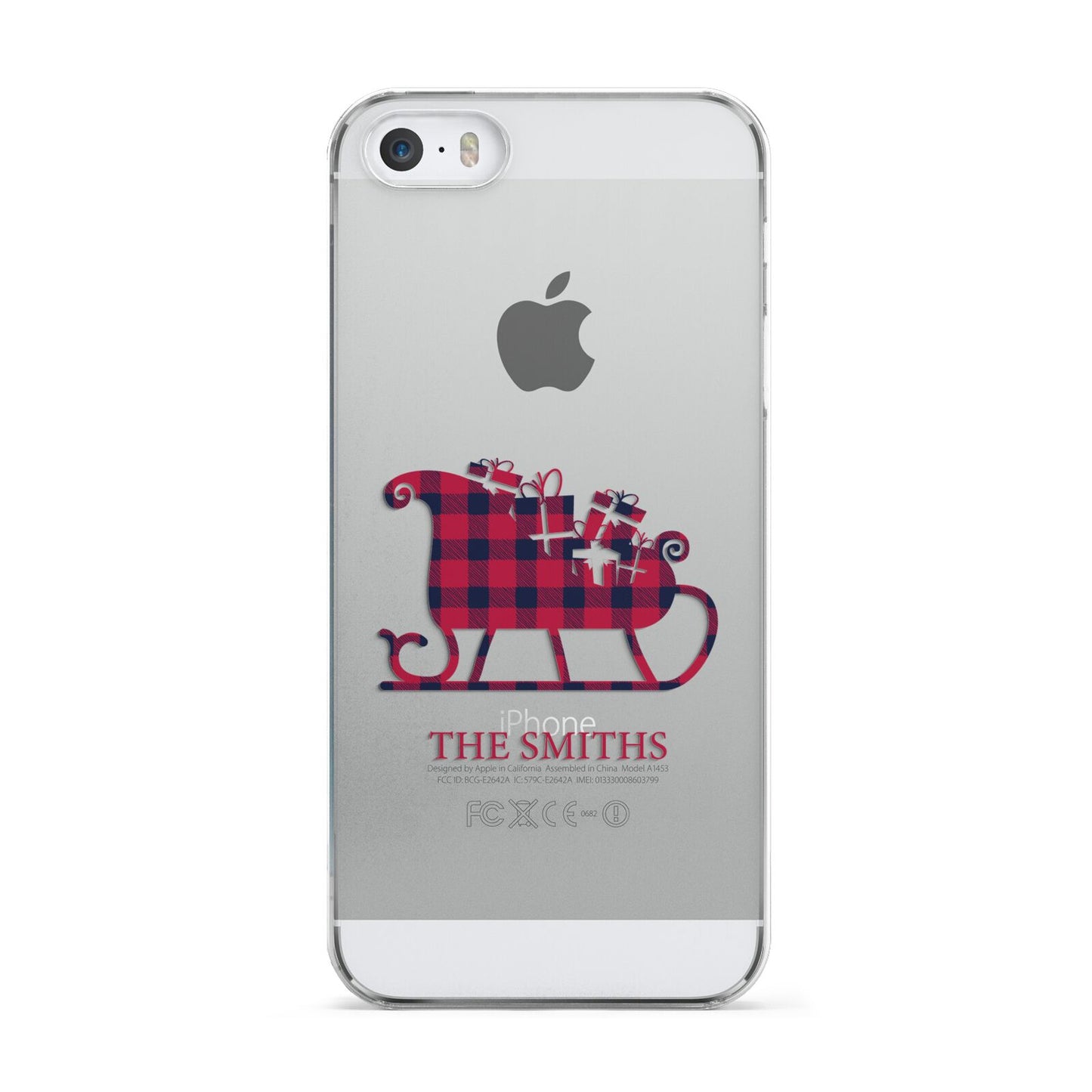 Tartan Santa Sleigh Personalised Surname Apple iPhone 5 Case