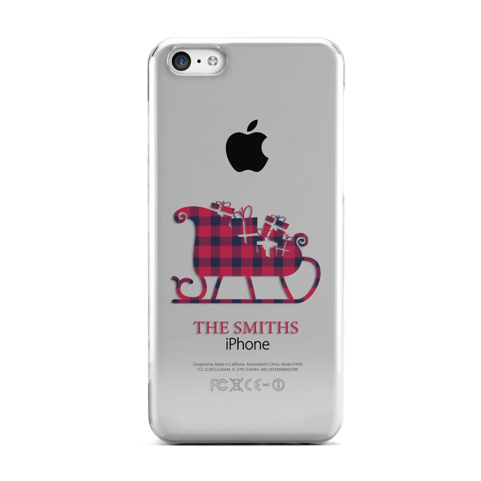 Tartan Santa Sleigh Personalised Surname Apple iPhone 5c Case