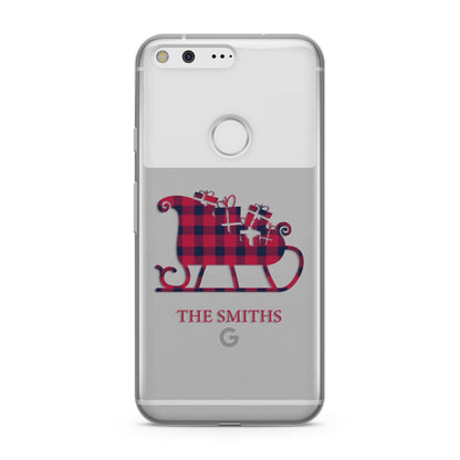 Tartan Santa Sleigh Personalised Surname Google Pixel Case