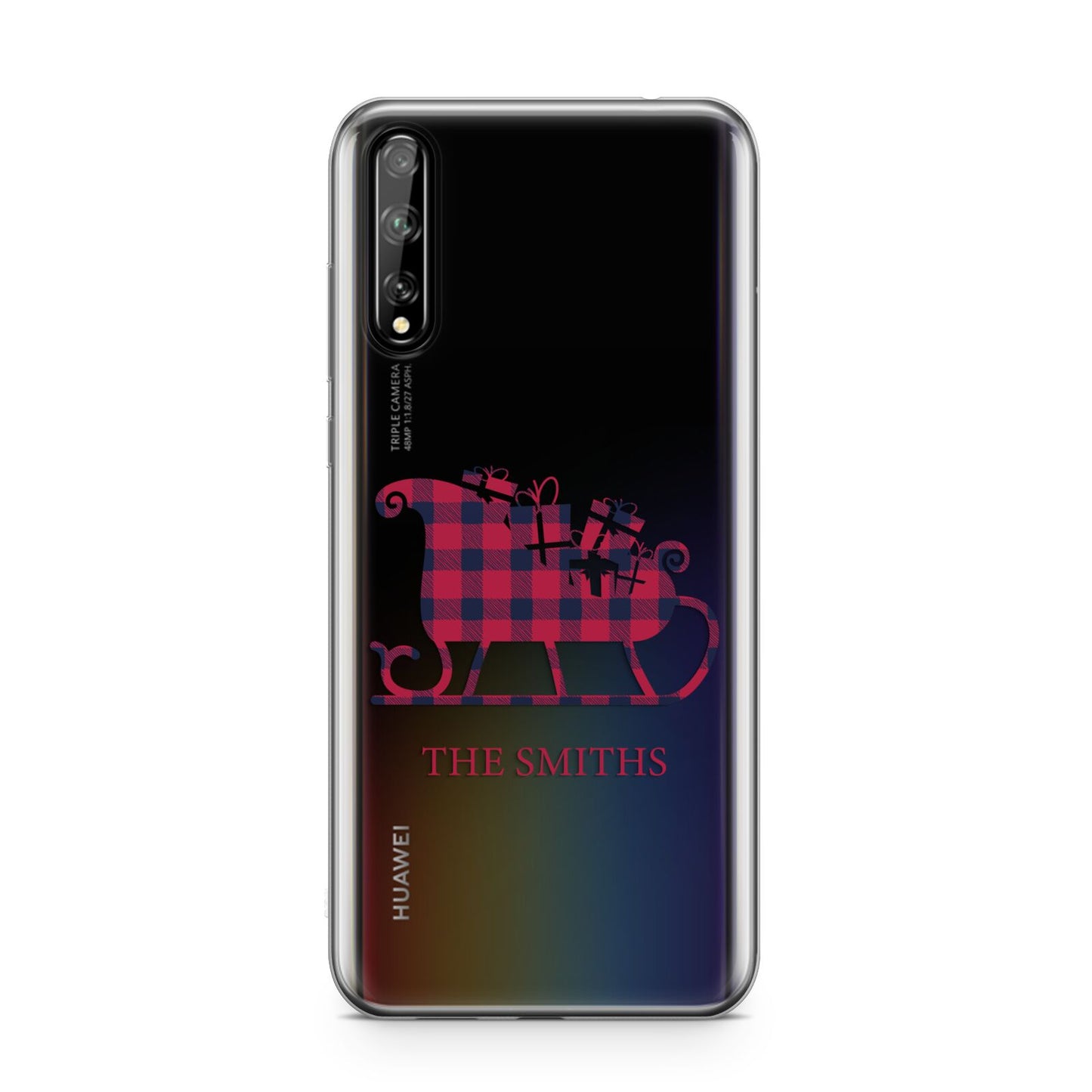 Tartan Santa Sleigh Personalised Surname Huawei Enjoy 10s Phone Case