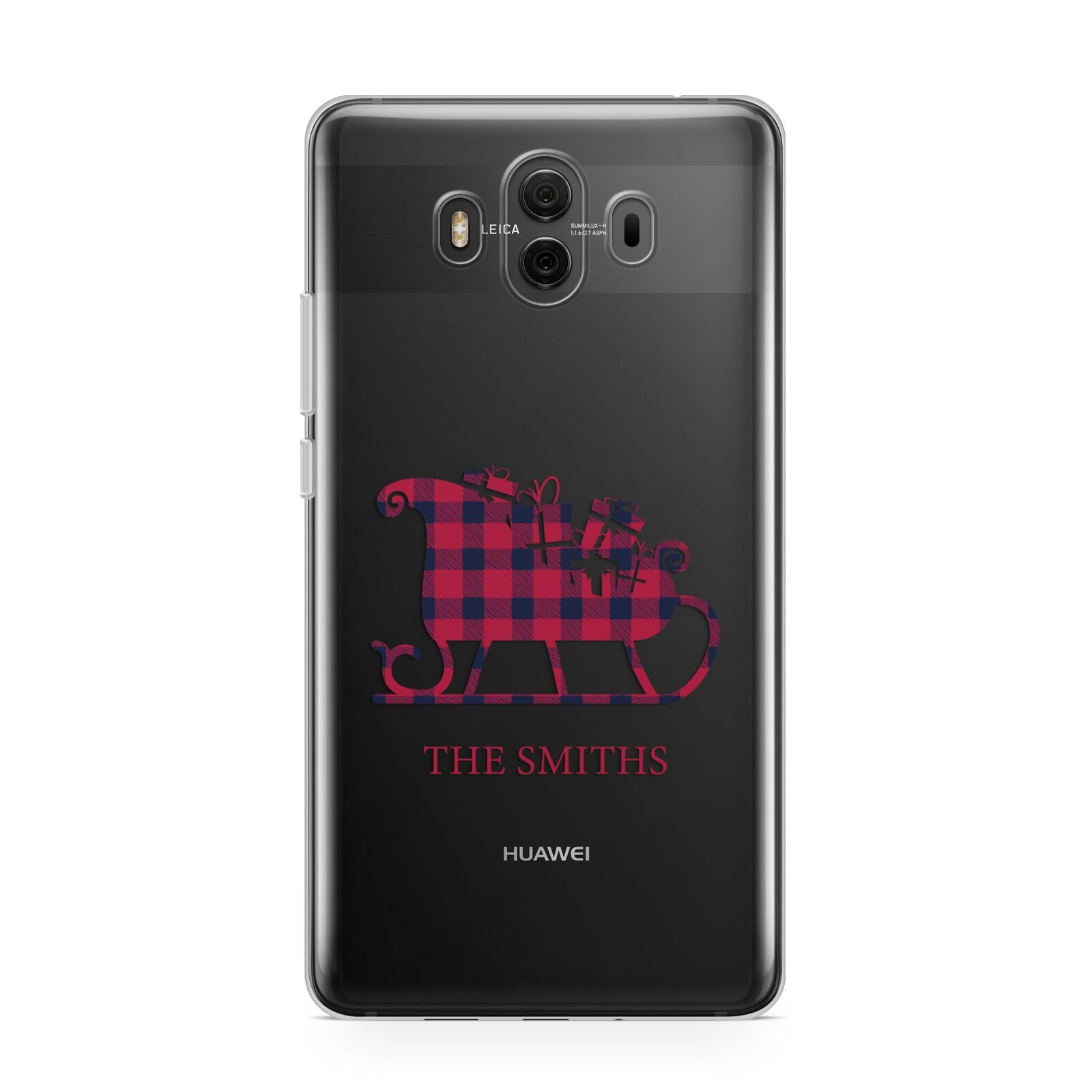 Tartan Santa Sleigh Personalised Surname Huawei Mate 10 Protective Phone Case