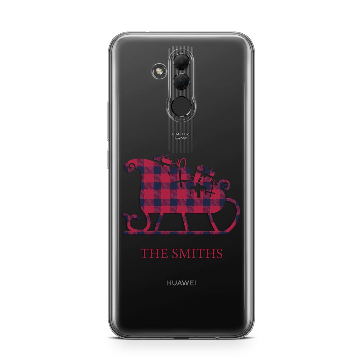 Tartan Santa Sleigh Personalised Surname Huawei Mate 20 Lite