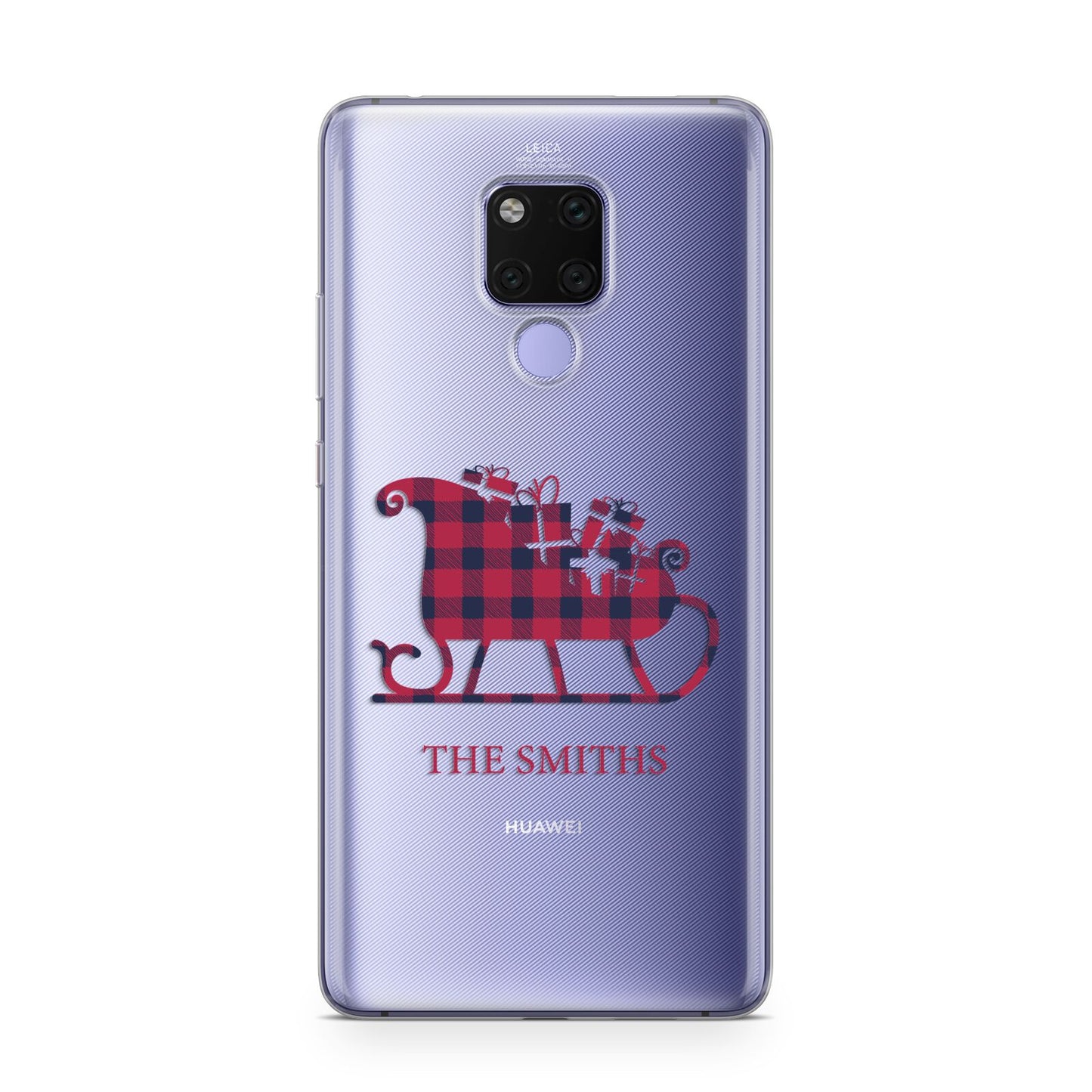 Tartan Santa Sleigh Personalised Surname Huawei Mate 20X Phone Case