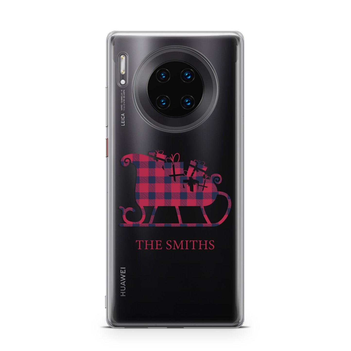 Tartan Santa Sleigh Personalised Surname Huawei Mate 30 Pro Phone Case