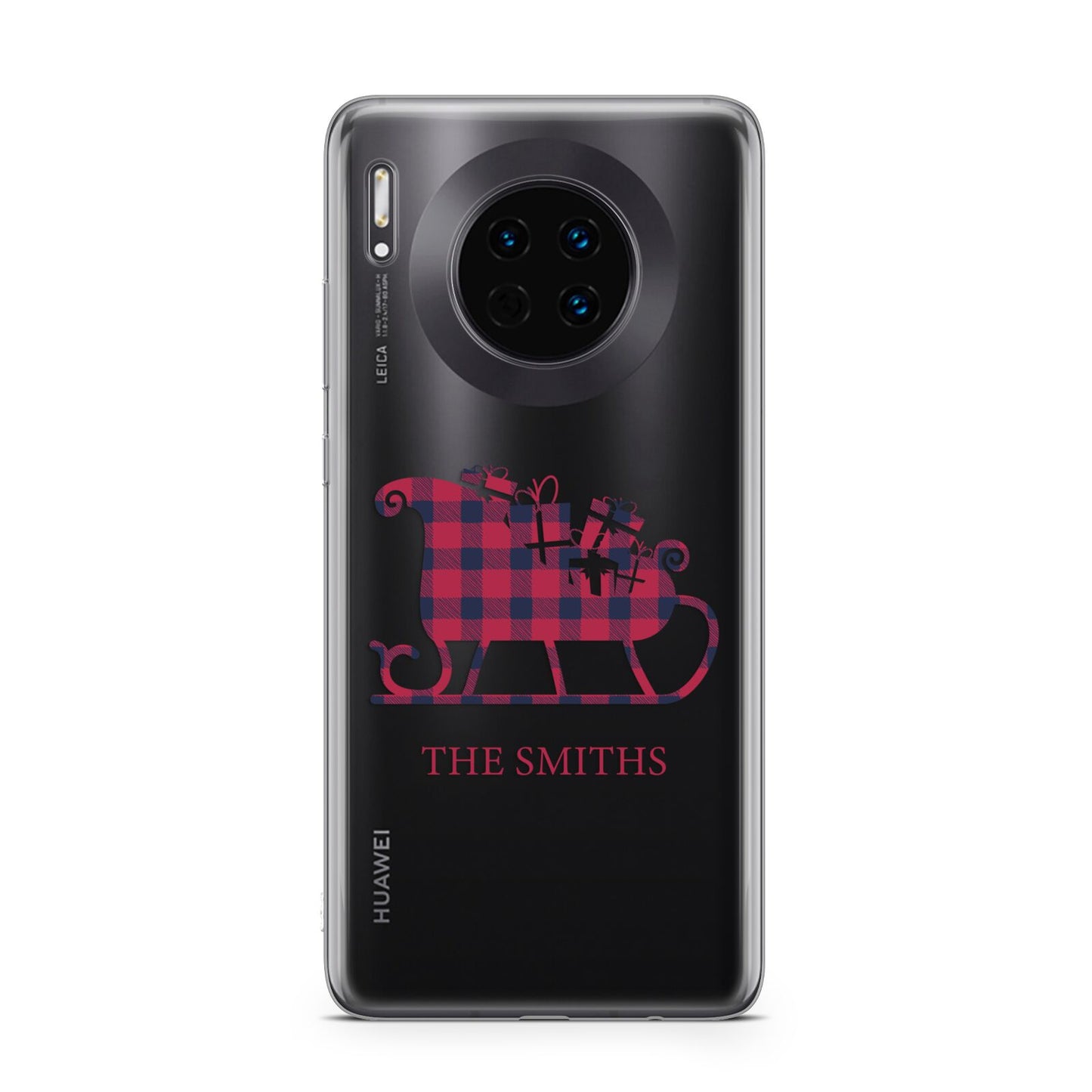 Tartan Santa Sleigh Personalised Surname Huawei Mate 30