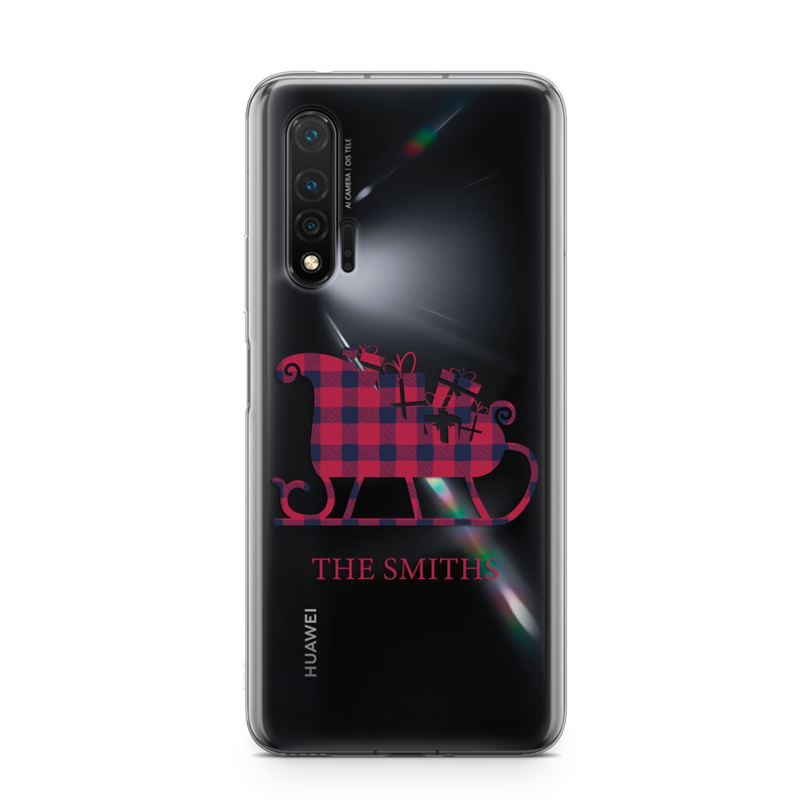 Tartan Santa Sleigh Personalised Surname Huawei Nova 6 Phone Case