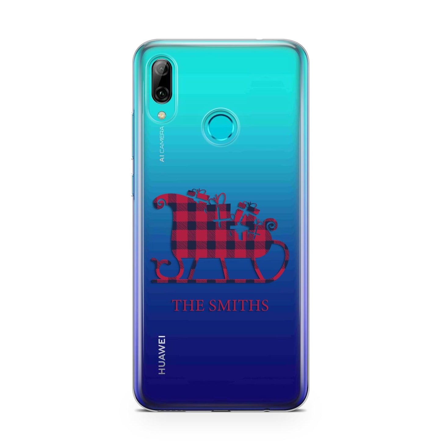 Tartan Santa Sleigh Personalised Surname Huawei P Smart 2019 Case