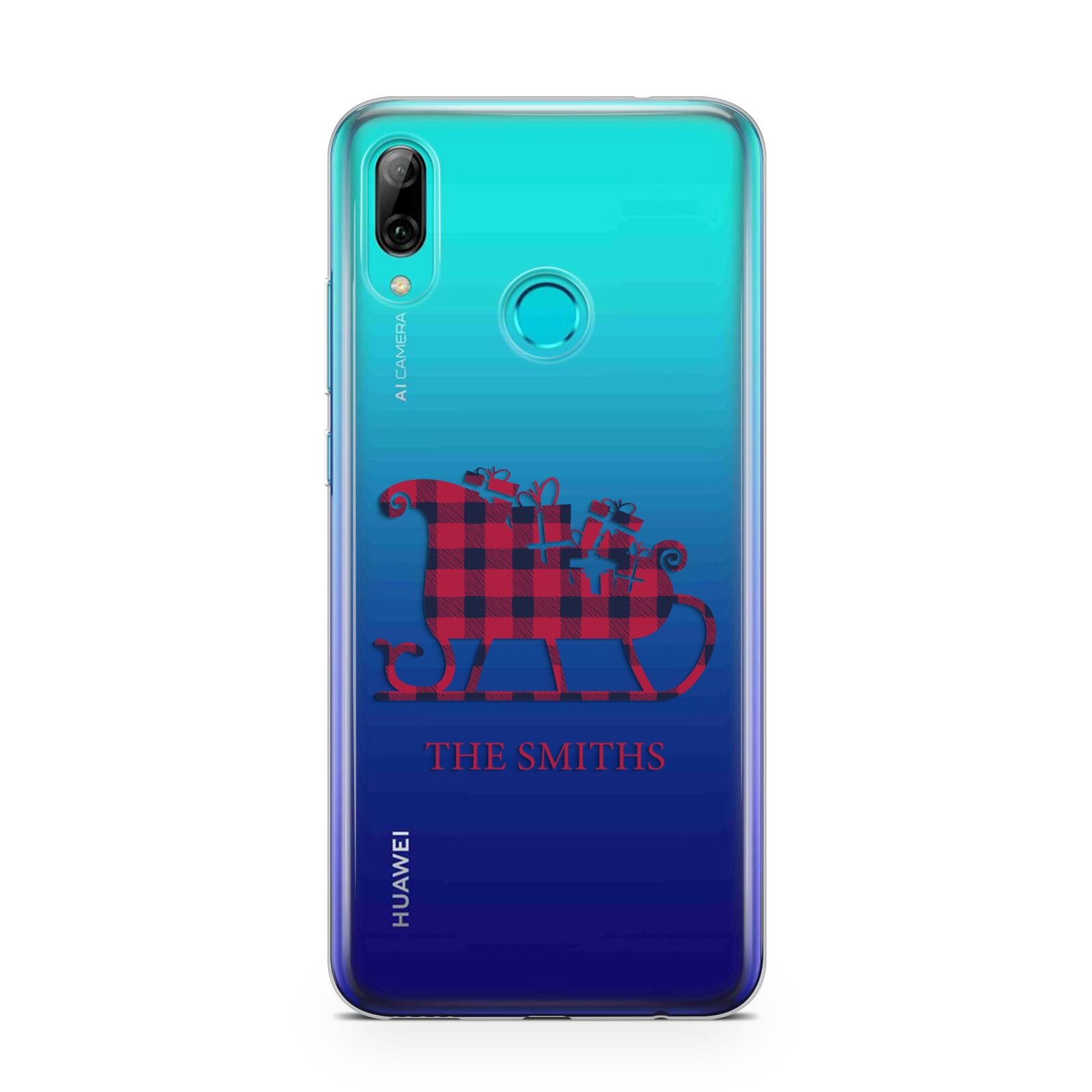 Tartan Santa Sleigh Personalised Surname Huawei P Smart 2019 Case