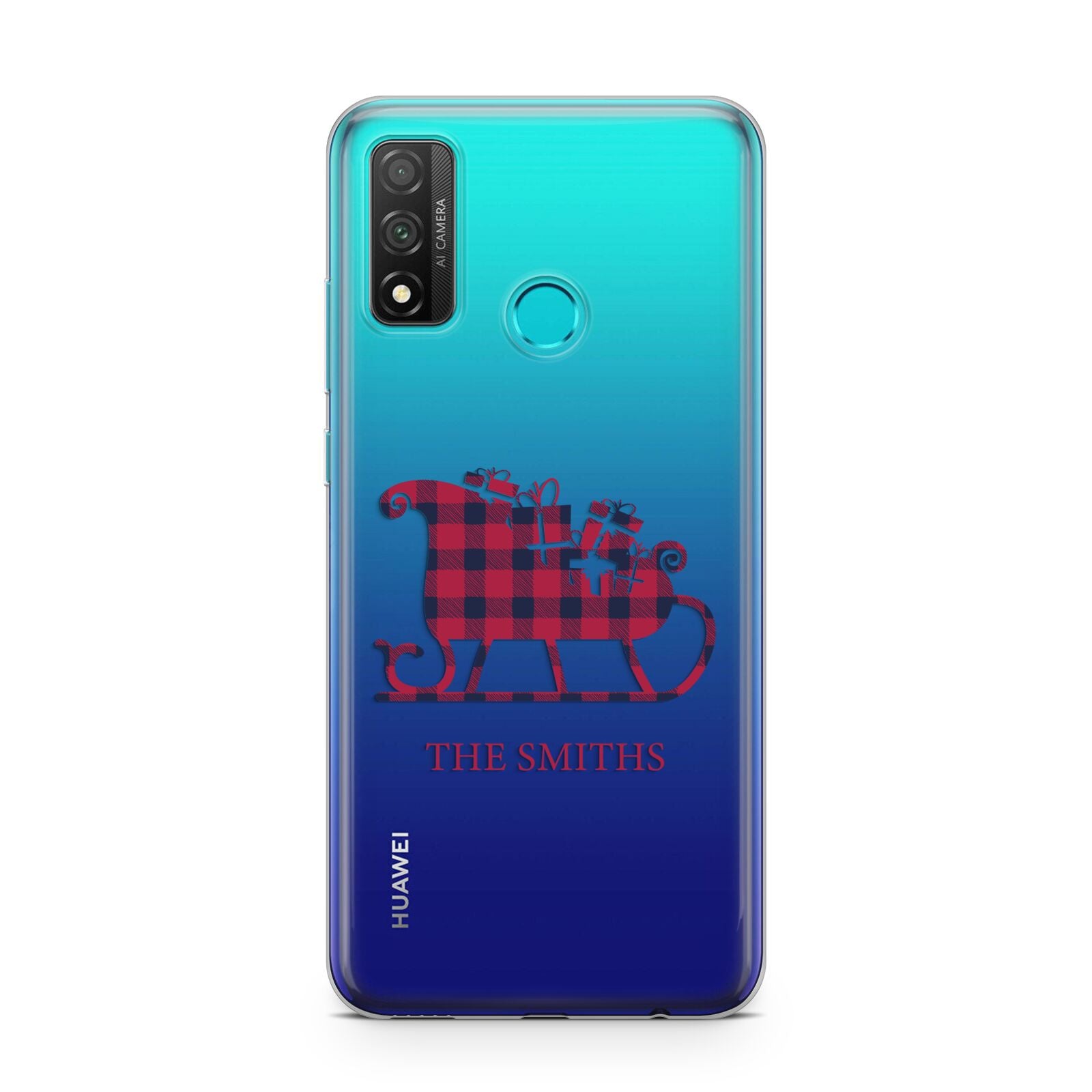 Tartan Santa Sleigh Personalised Surname Huawei P Smart 2020