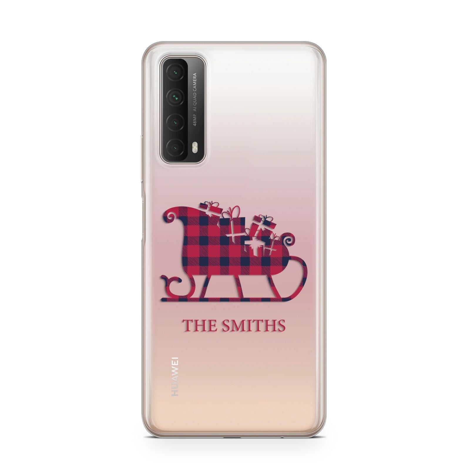 Tartan Santa Sleigh Personalised Surname Huawei P Smart 2021