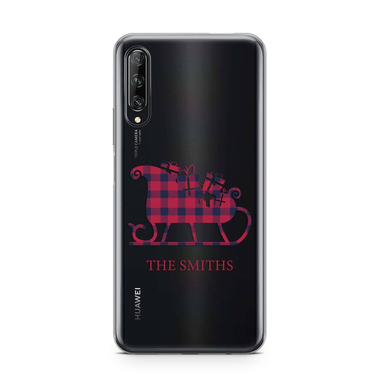 Tartan Santa Sleigh Personalised Surname Huawei P Smart Pro 2019