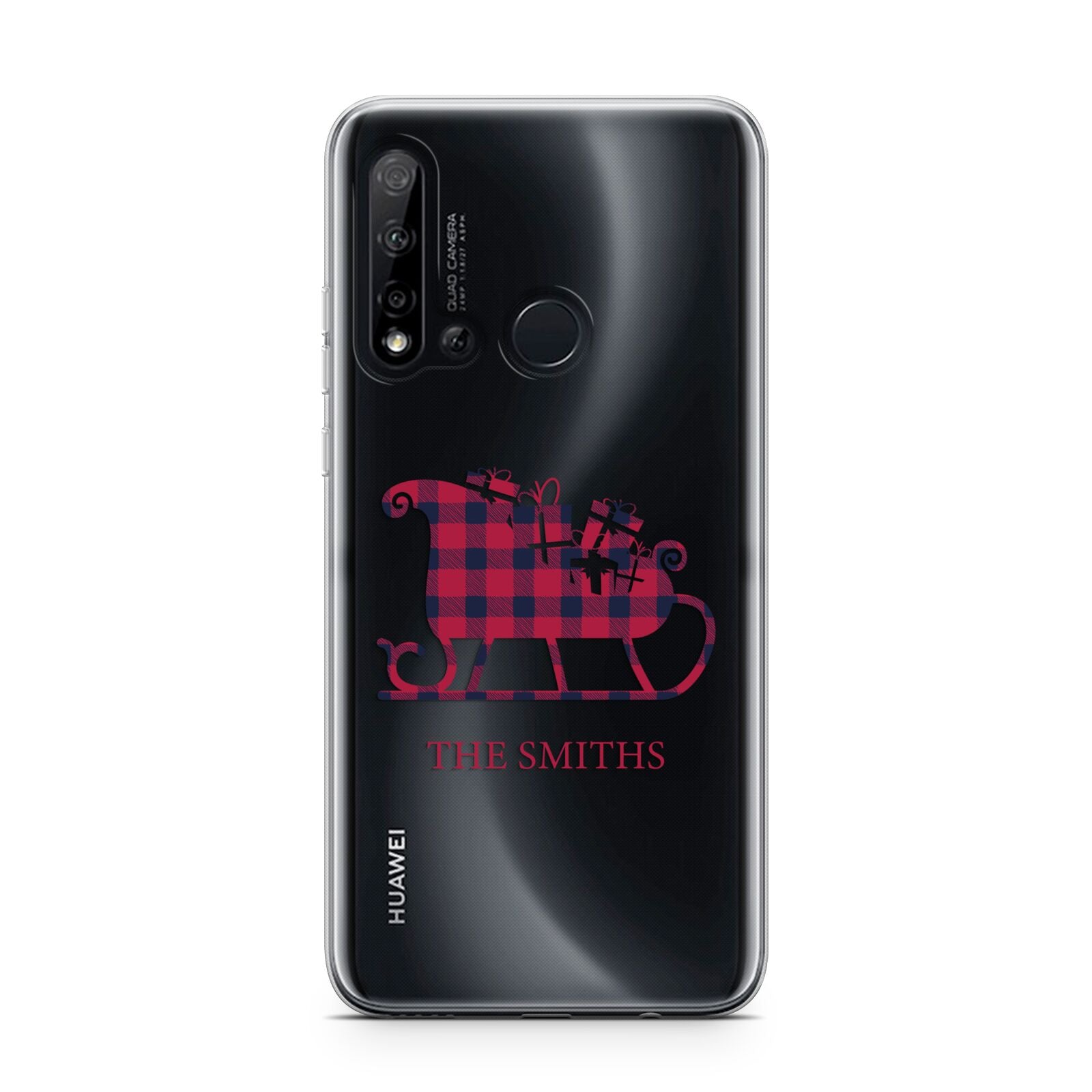 Tartan Santa Sleigh Personalised Surname Huawei P20 Lite 5G Phone Case