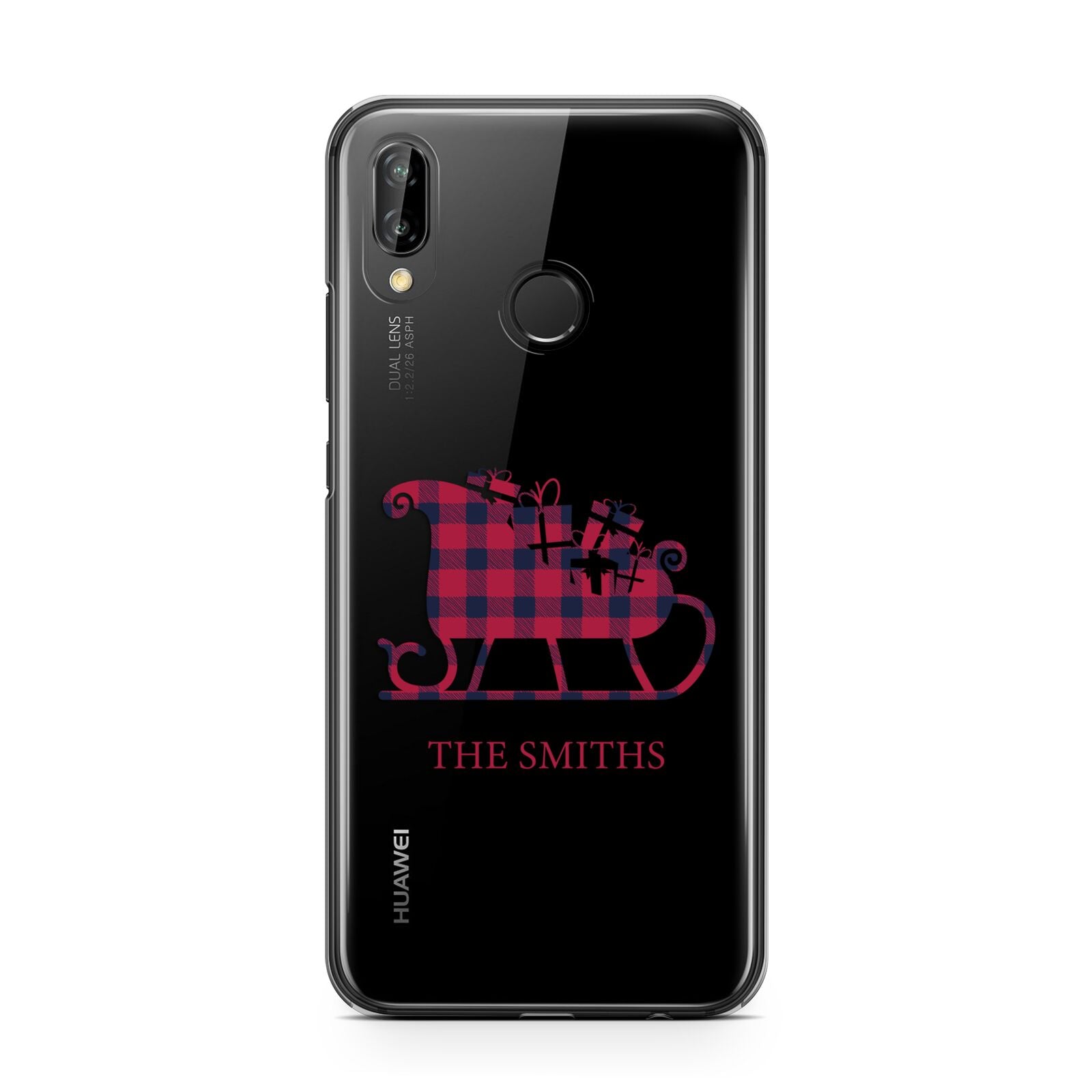 Tartan Santa Sleigh Personalised Surname Huawei P20 Lite Phone Case