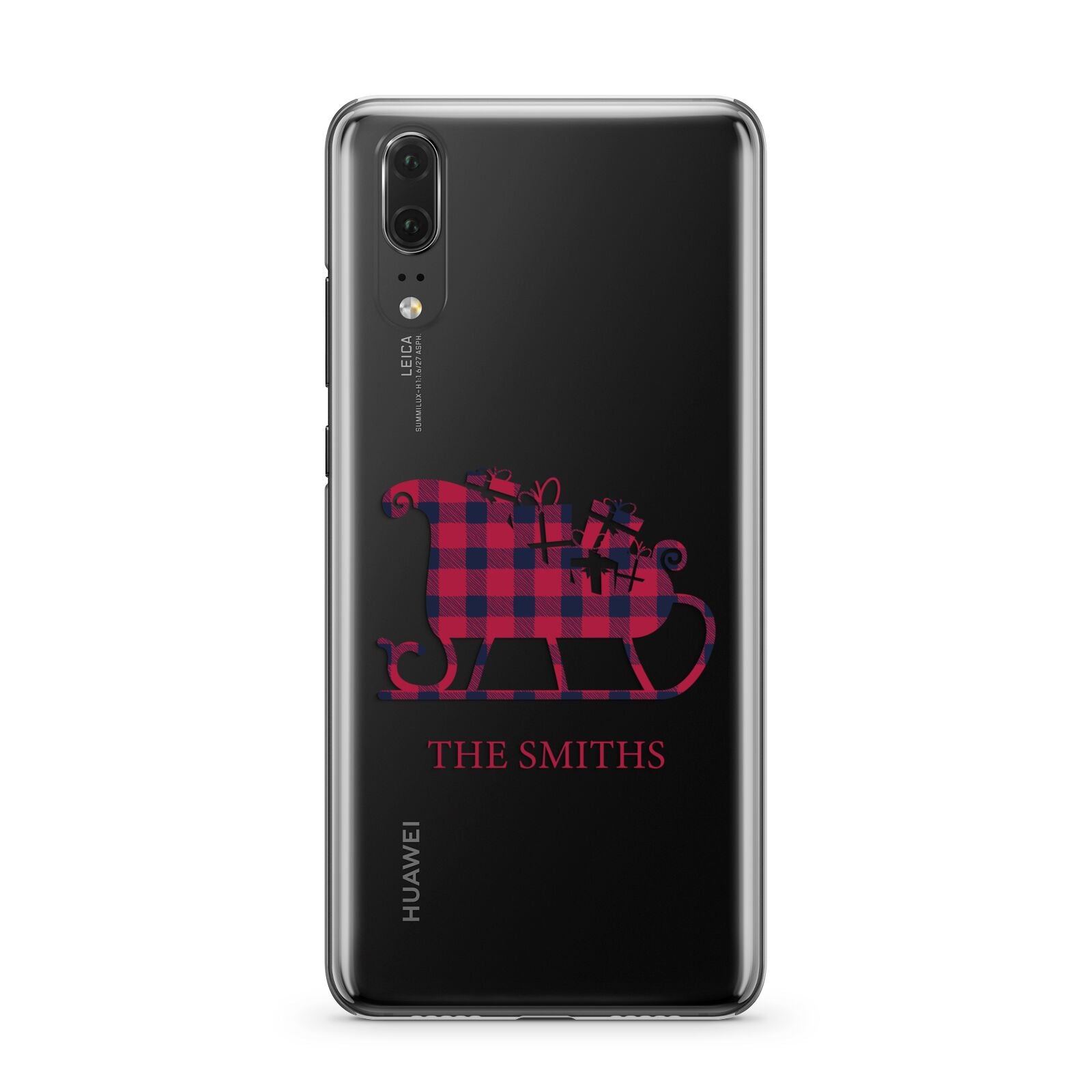 Tartan Santa Sleigh Personalised Surname Huawei P20 Phone Case