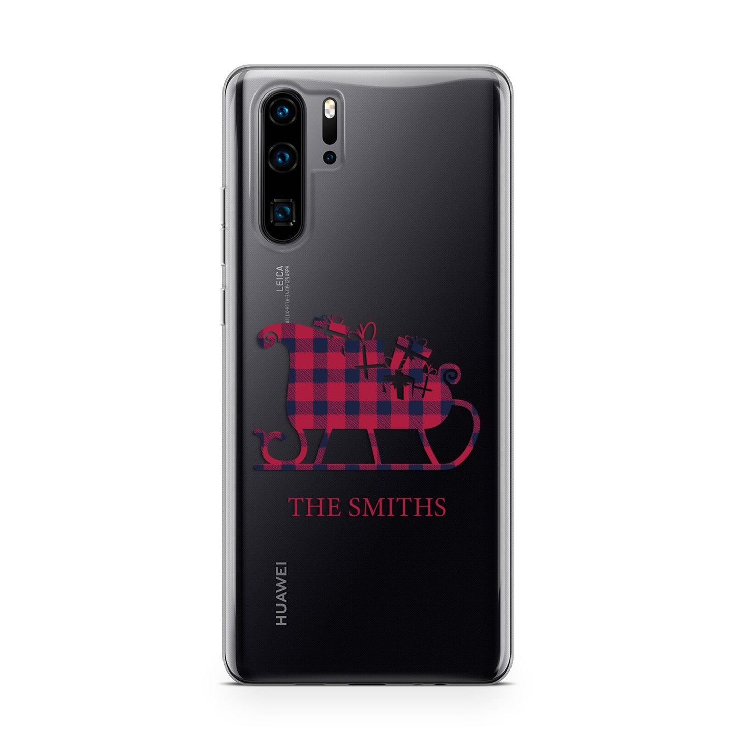 Tartan Santa Sleigh Personalised Surname Huawei P30 Pro Phone Case