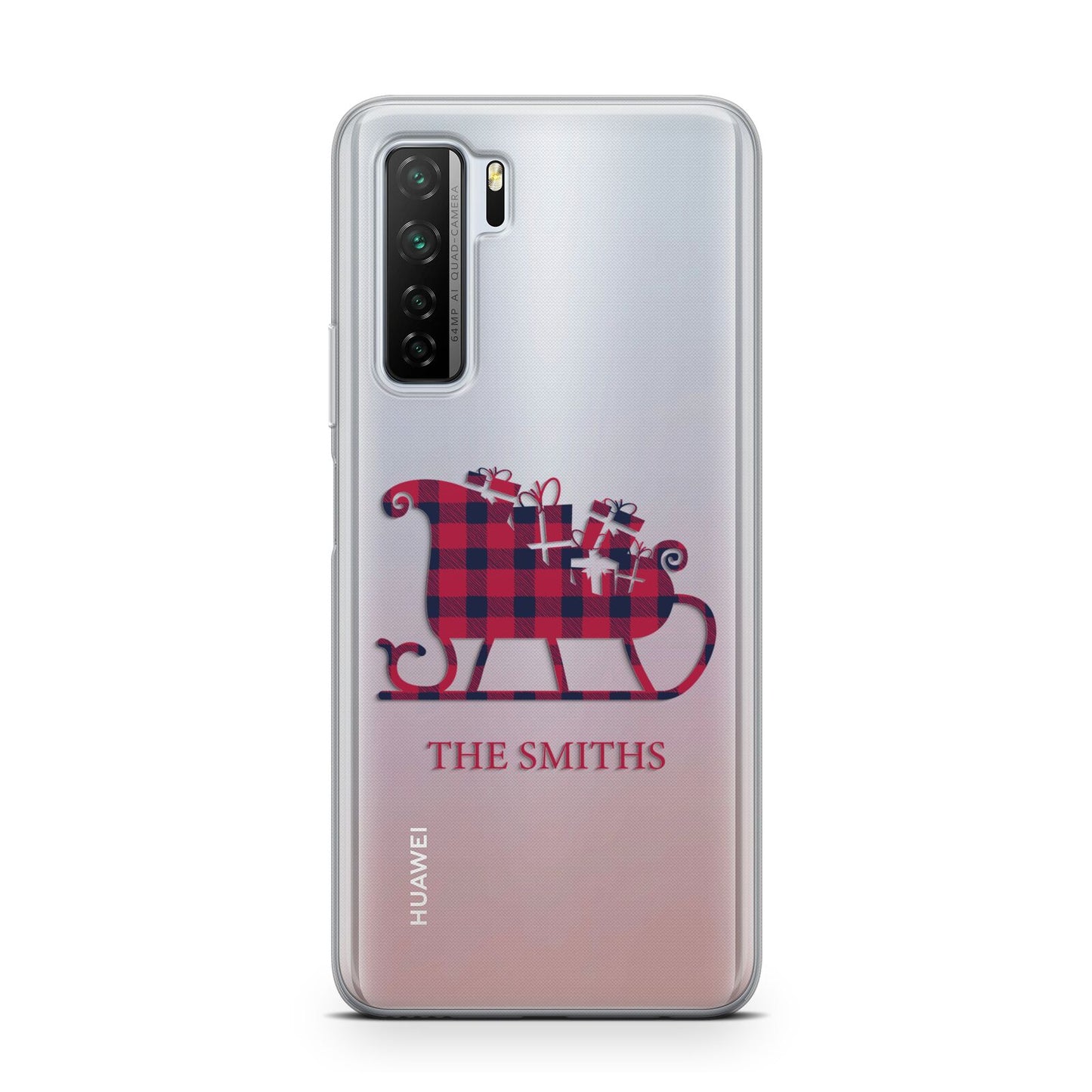 Tartan Santa Sleigh Personalised Surname Huawei P40 Lite 5G Phone Case