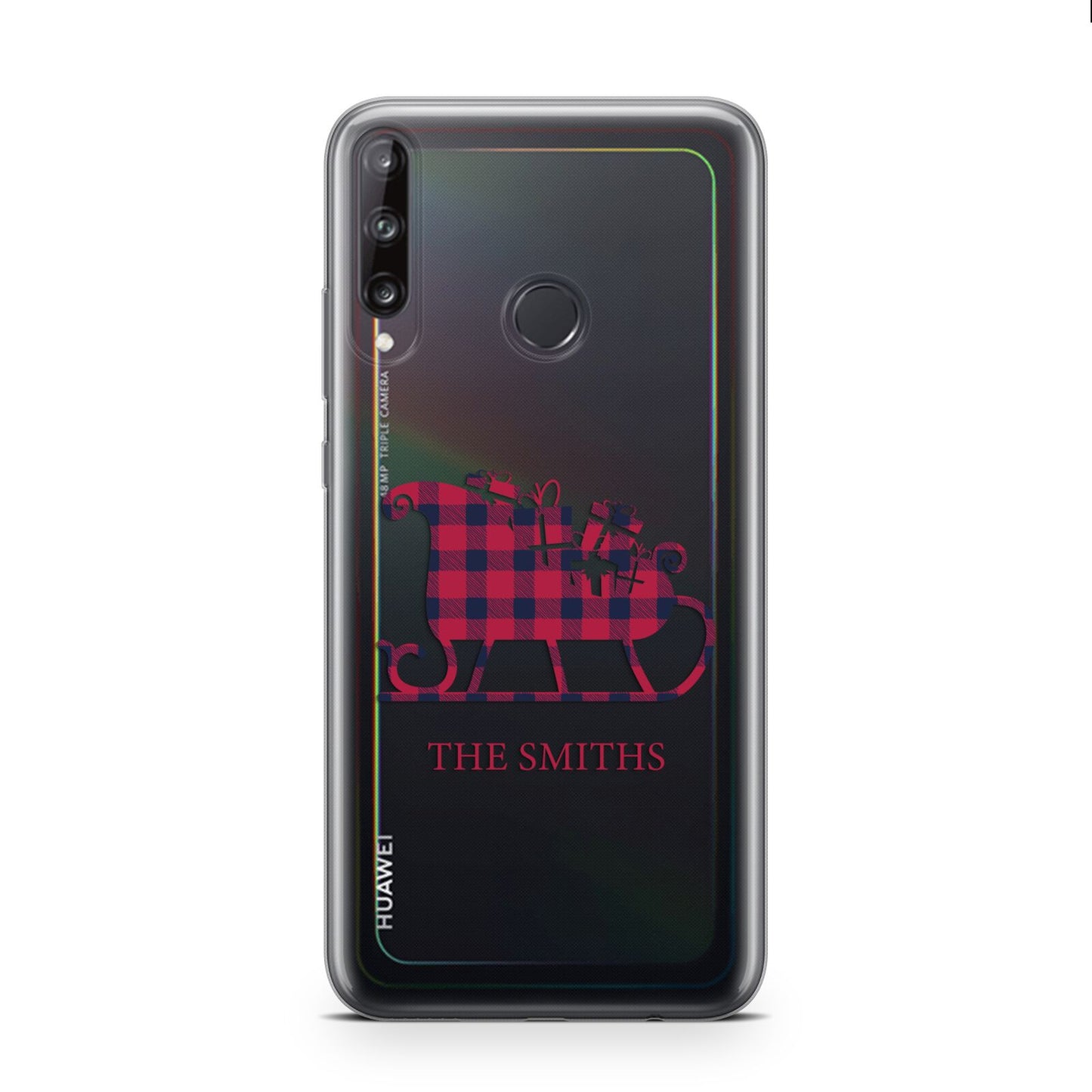 Tartan Santa Sleigh Personalised Surname Huawei P40 Lite E Phone Case