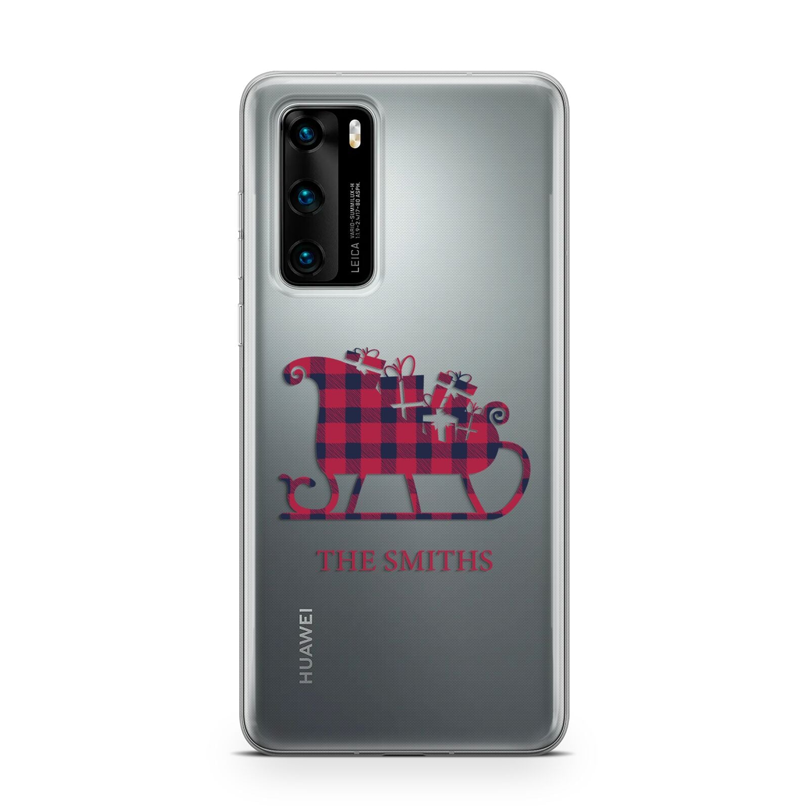 Tartan Santa Sleigh Personalised Surname Huawei P40 Phone Case