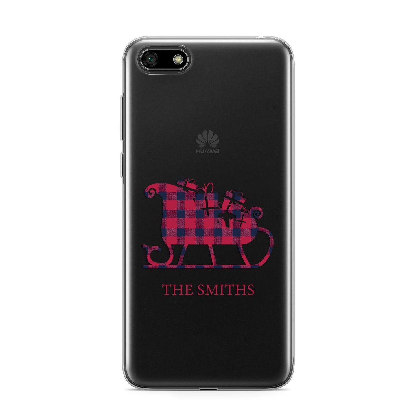 Tartan Santa Sleigh Personalised Surname Huawei Y5 Prime 2018 Phone Case