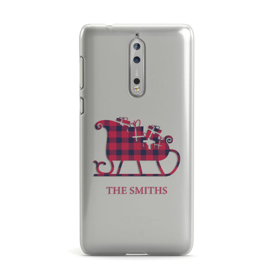 Tartan Santa Sleigh Personalised Surname Nokia Case