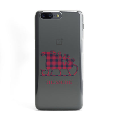 Tartan Santa Sleigh Personalised Surname OnePlus Case