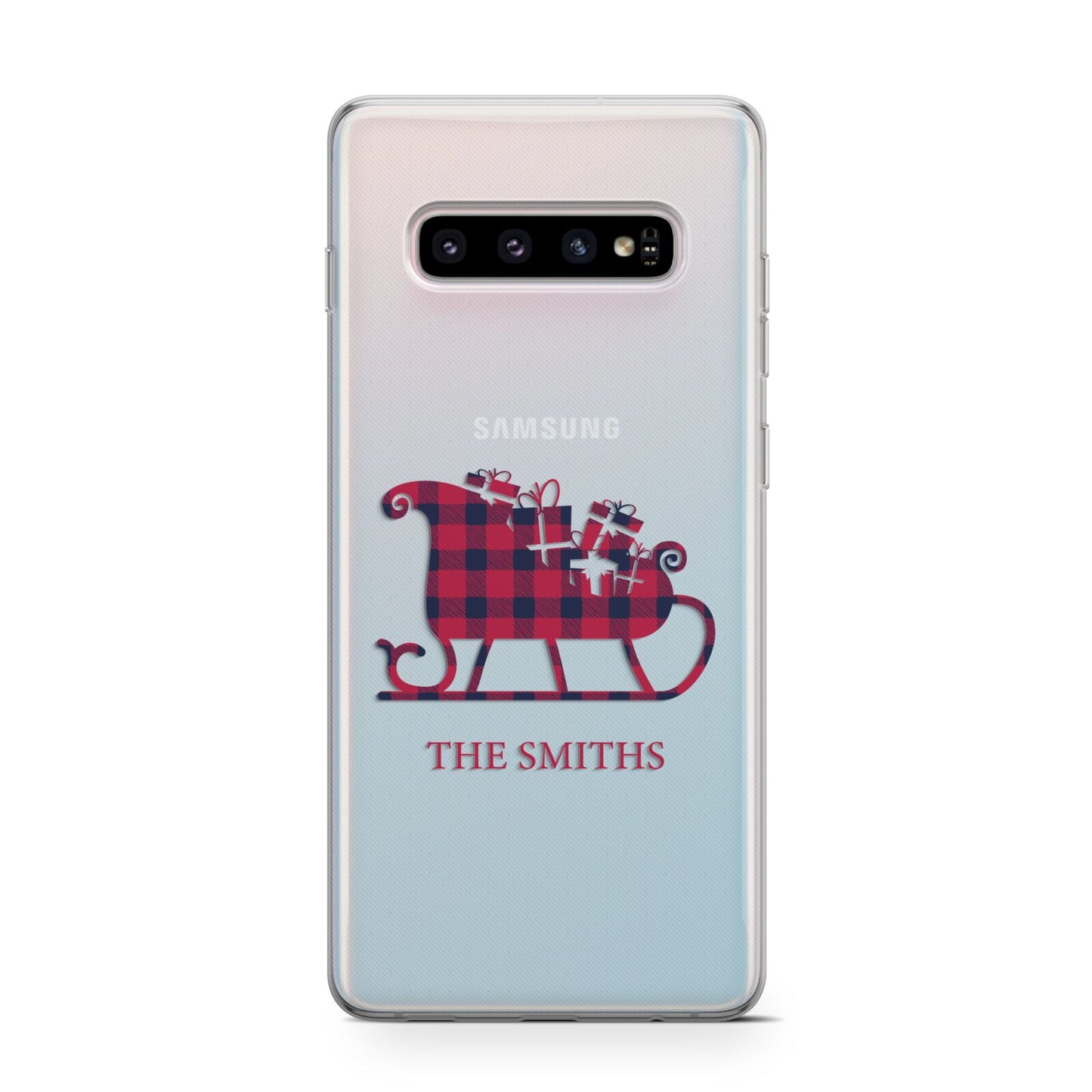 Tartan Santa Sleigh Personalised Surname Protective Samsung Galaxy Case