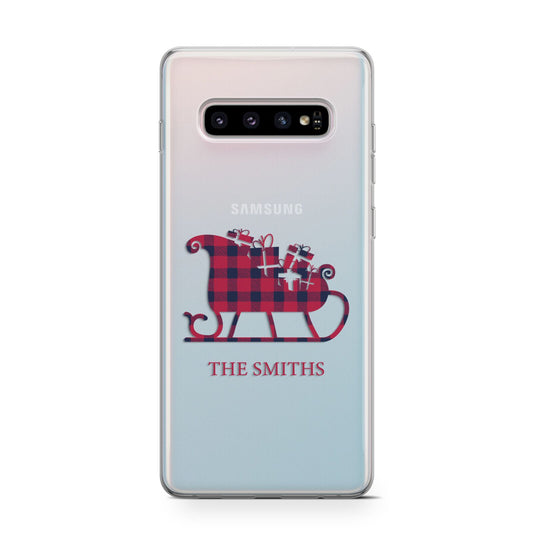 Tartan Santa Sleigh Personalised Surname Protective Samsung Galaxy Case