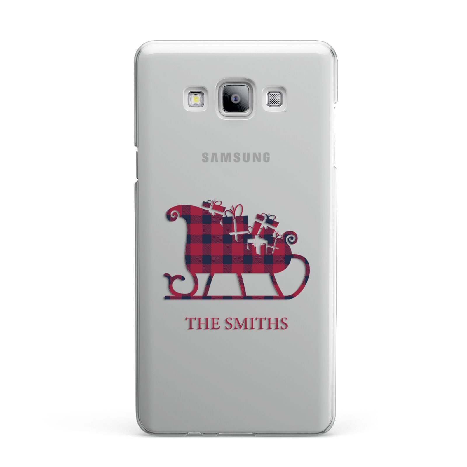 Tartan Santa Sleigh Personalised Surname Samsung Galaxy A7 2015 Case