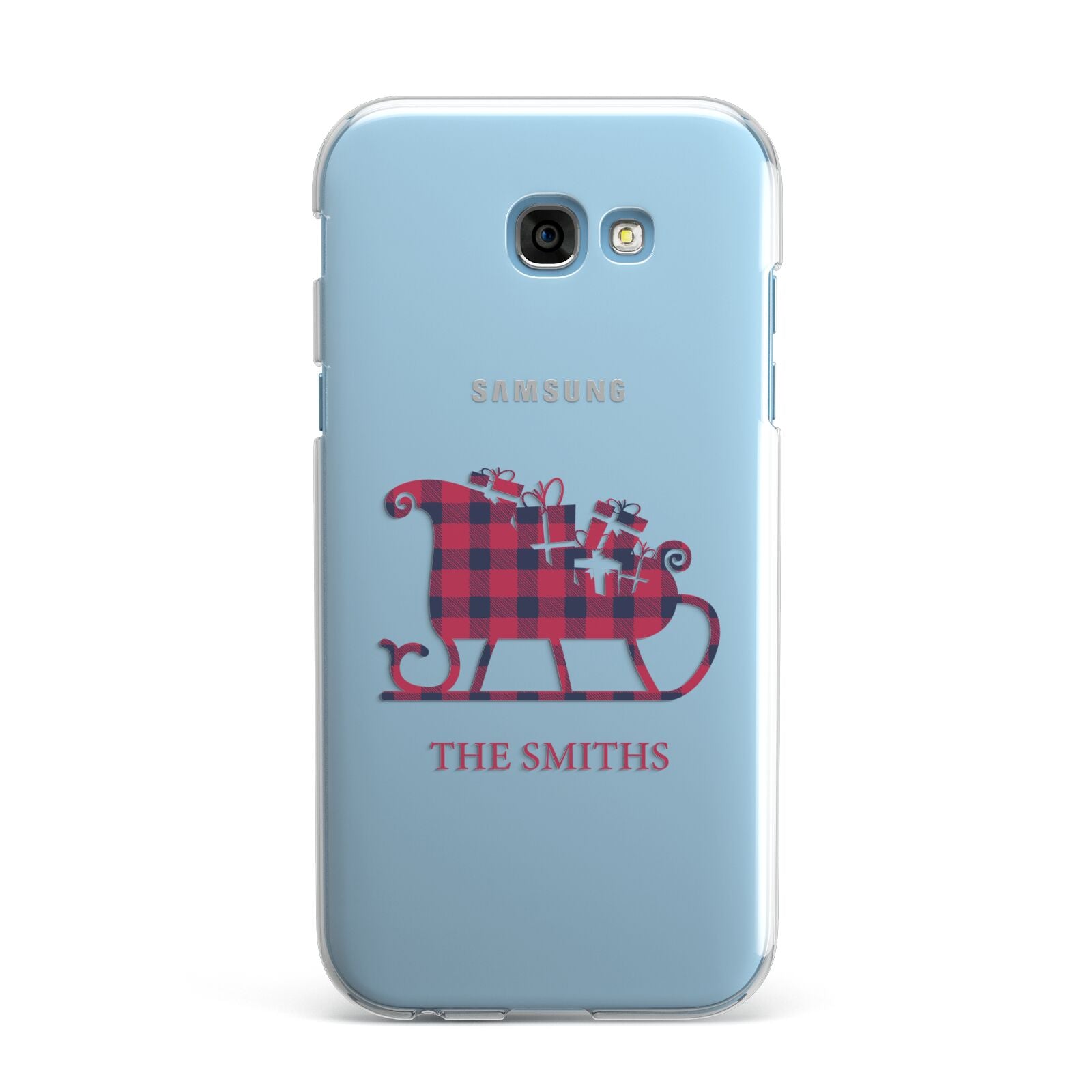 Tartan Santa Sleigh Personalised Surname Samsung Galaxy A7 2017 Case