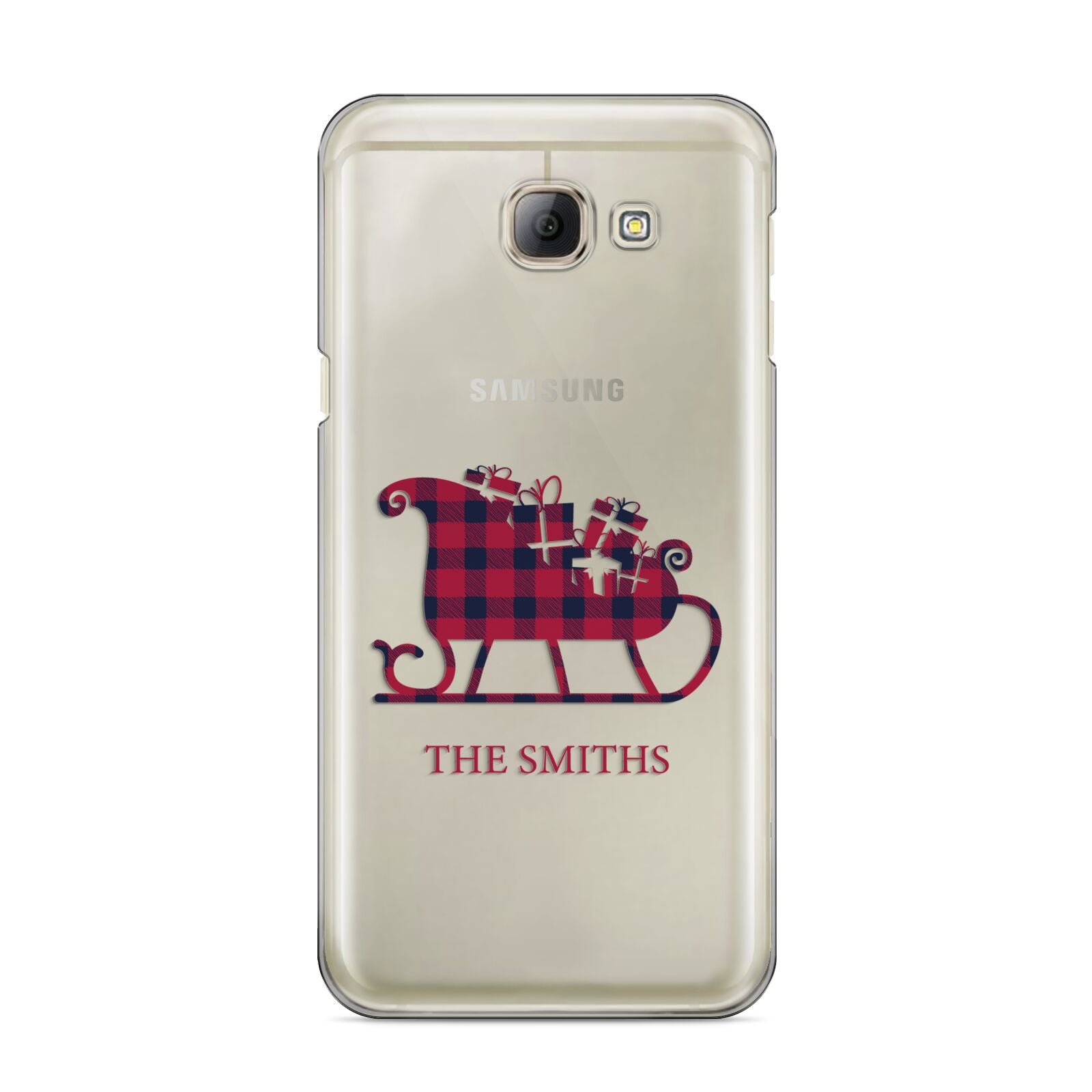 Tartan Santa Sleigh Personalised Surname Samsung Galaxy A8 2016 Case