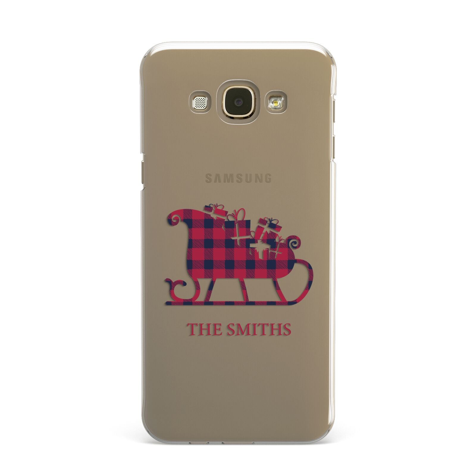 Tartan Santa Sleigh Personalised Surname Samsung Galaxy A8 Case