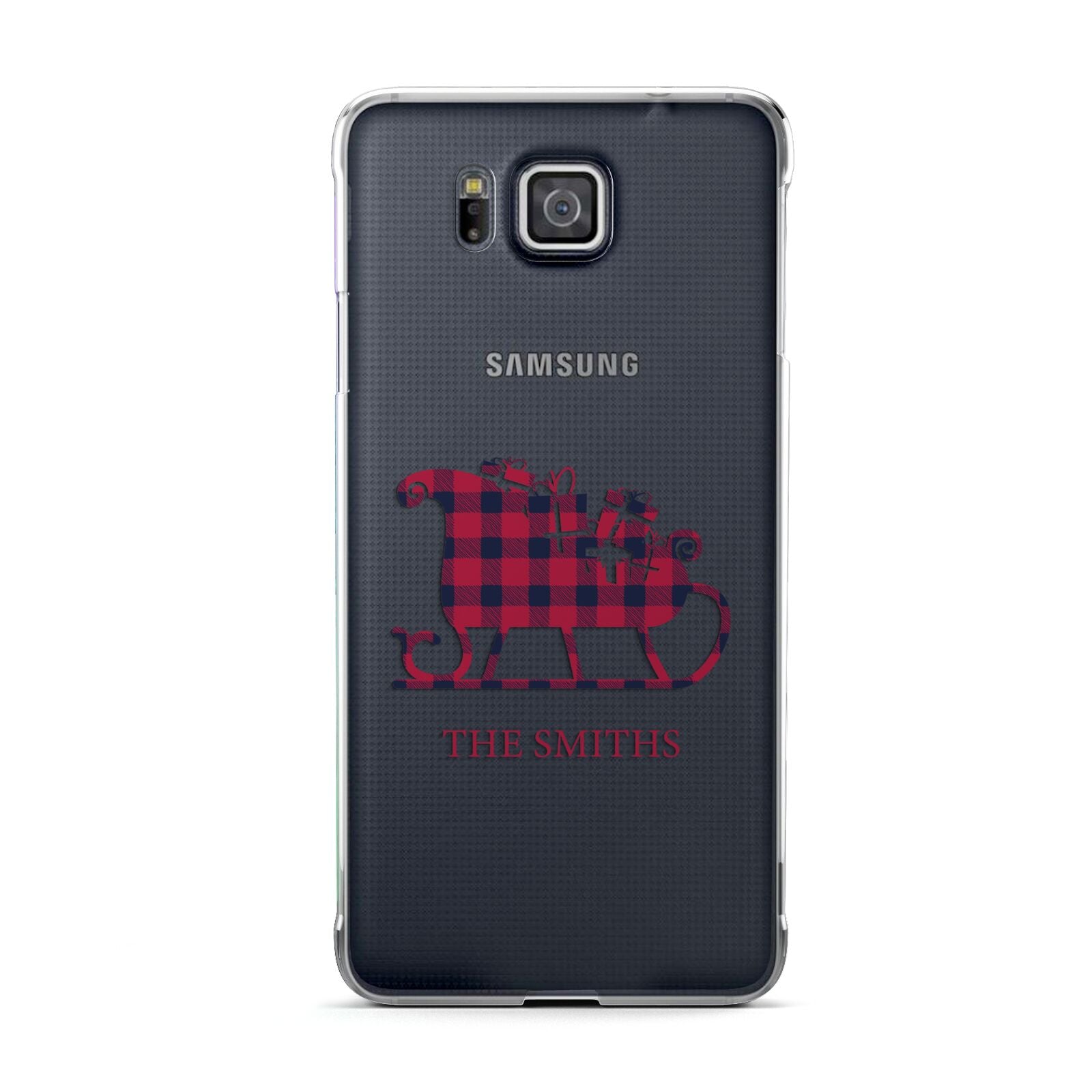 Tartan Santa Sleigh Personalised Surname Samsung Galaxy Alpha Case