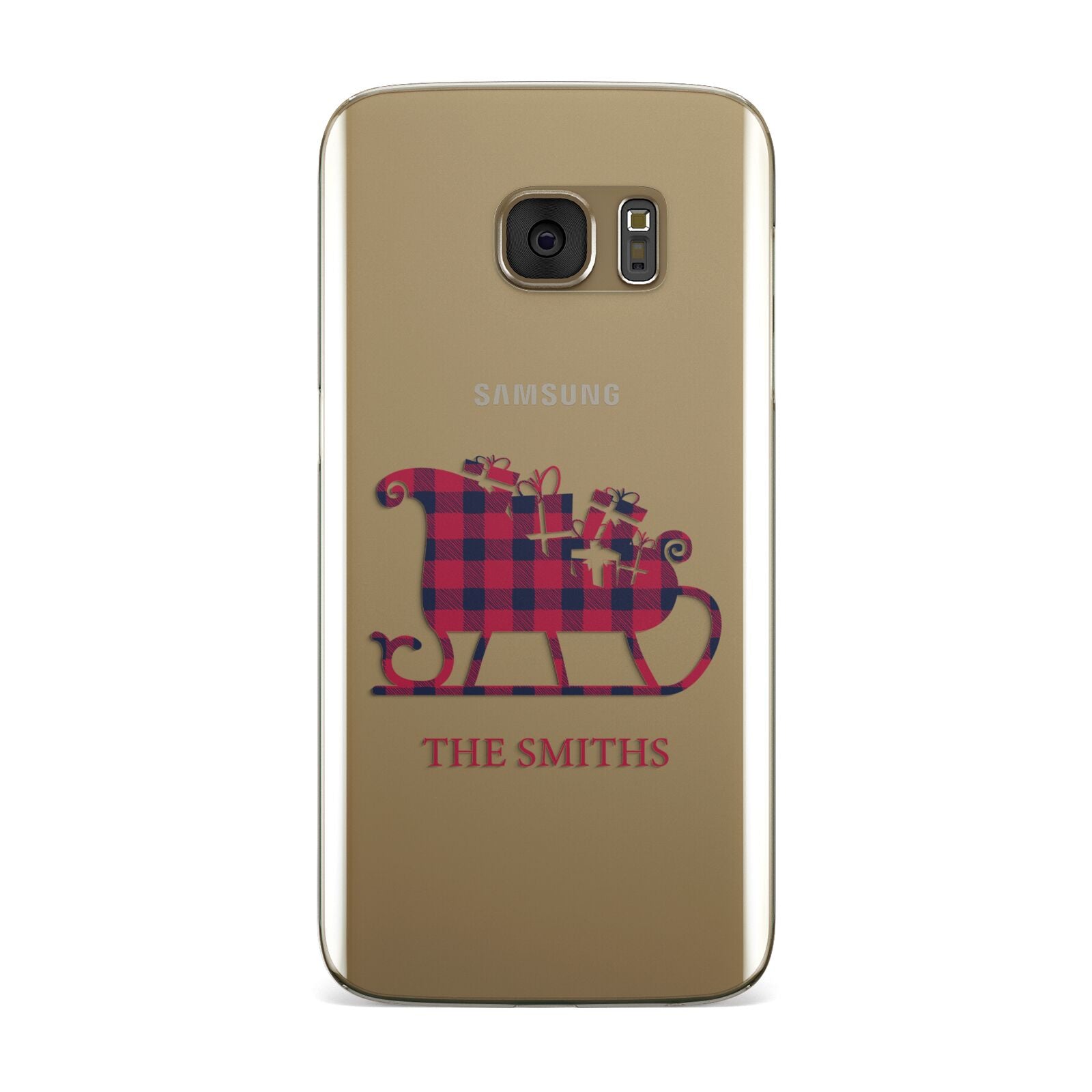 Tartan Santa Sleigh Personalised Surname Samsung Galaxy Case