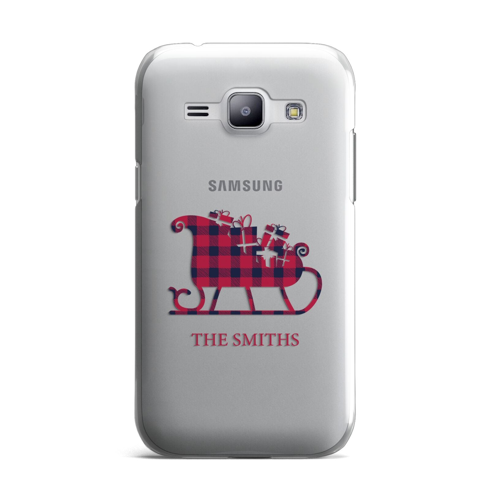 Tartan Santa Sleigh Personalised Surname Samsung Galaxy J1 2015 Case