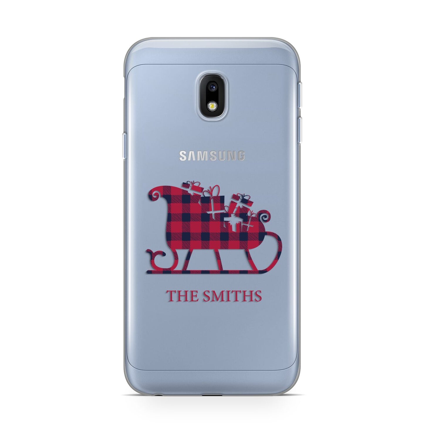 Tartan Santa Sleigh Personalised Surname Samsung Galaxy J3 2017 Case