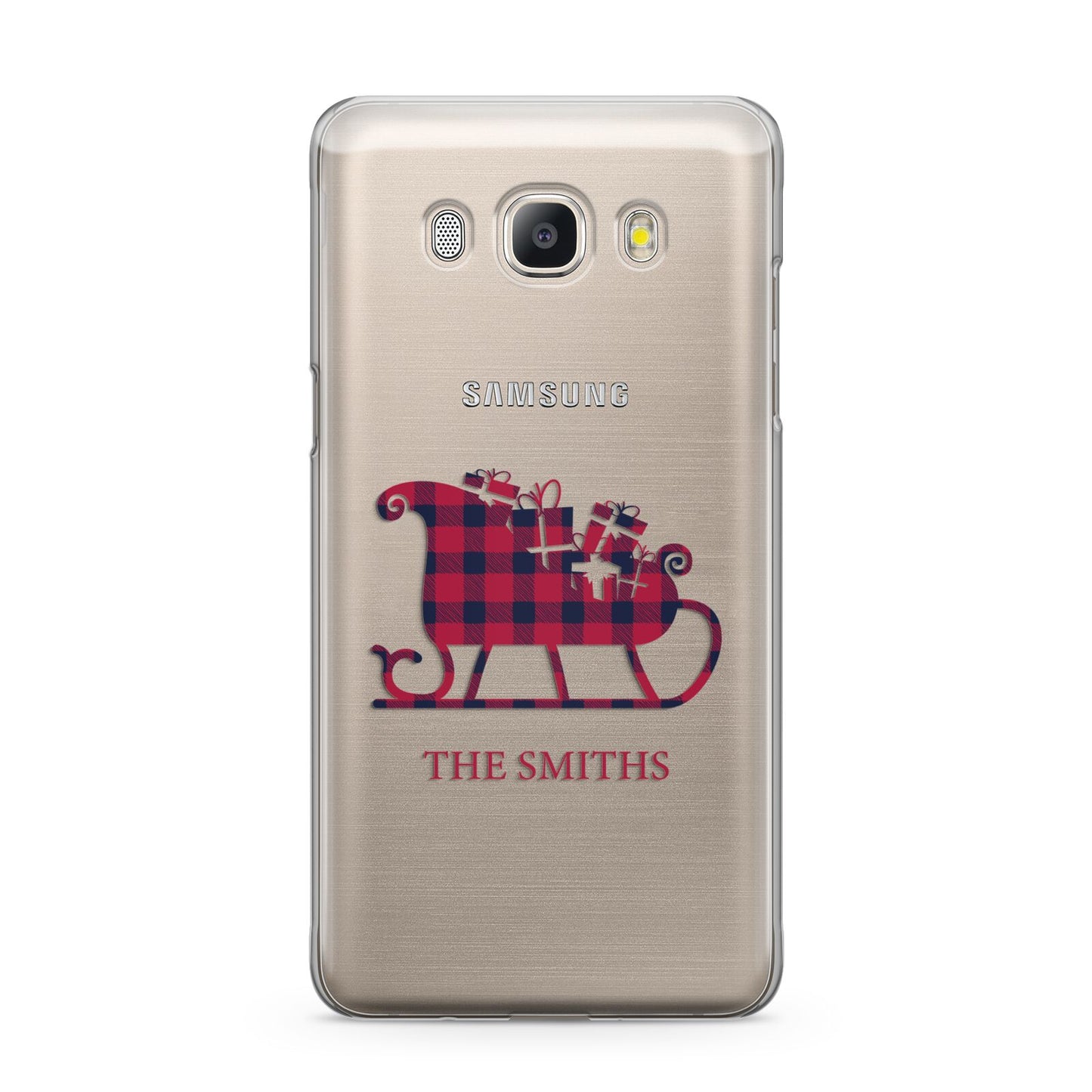 Tartan Santa Sleigh Personalised Surname Samsung Galaxy J5 2016 Case