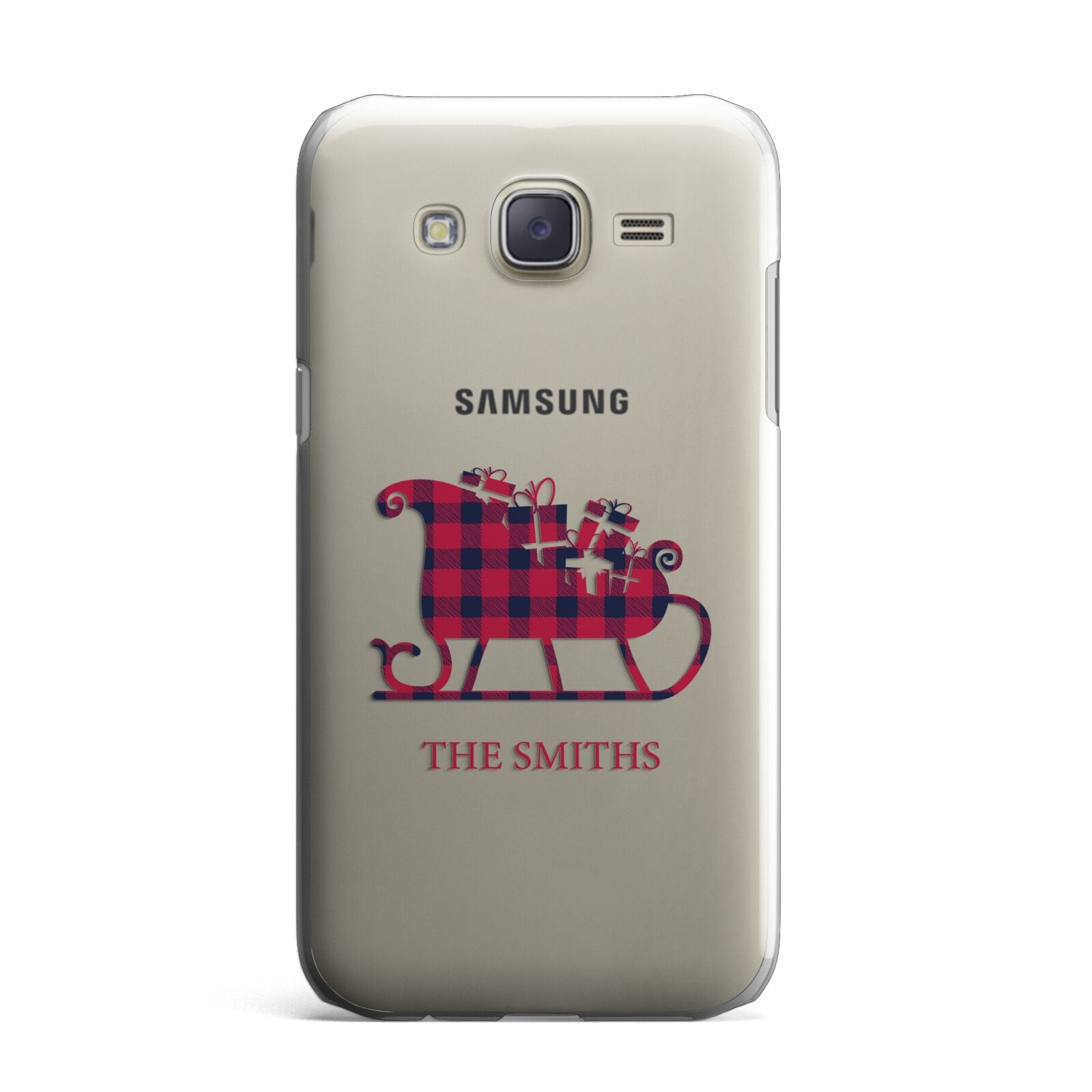 Tartan Santa Sleigh Personalised Surname Samsung Galaxy J7 Case