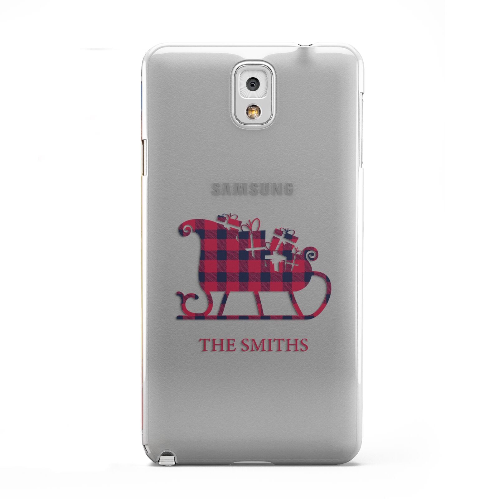 Tartan Santa Sleigh Personalised Surname Samsung Galaxy Note 3 Case