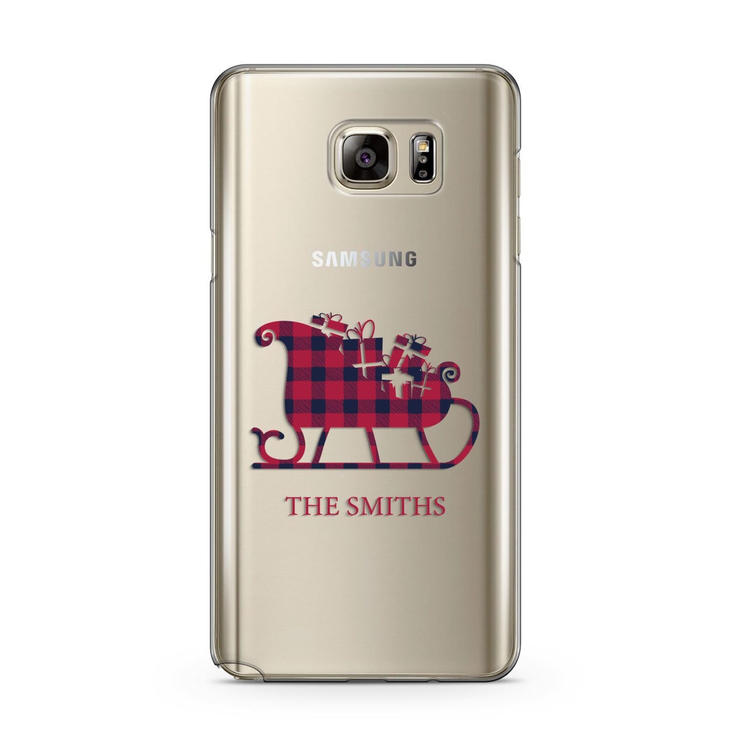 Tartan Santa Sleigh Personalised Surname Samsung Galaxy Note 5 Case