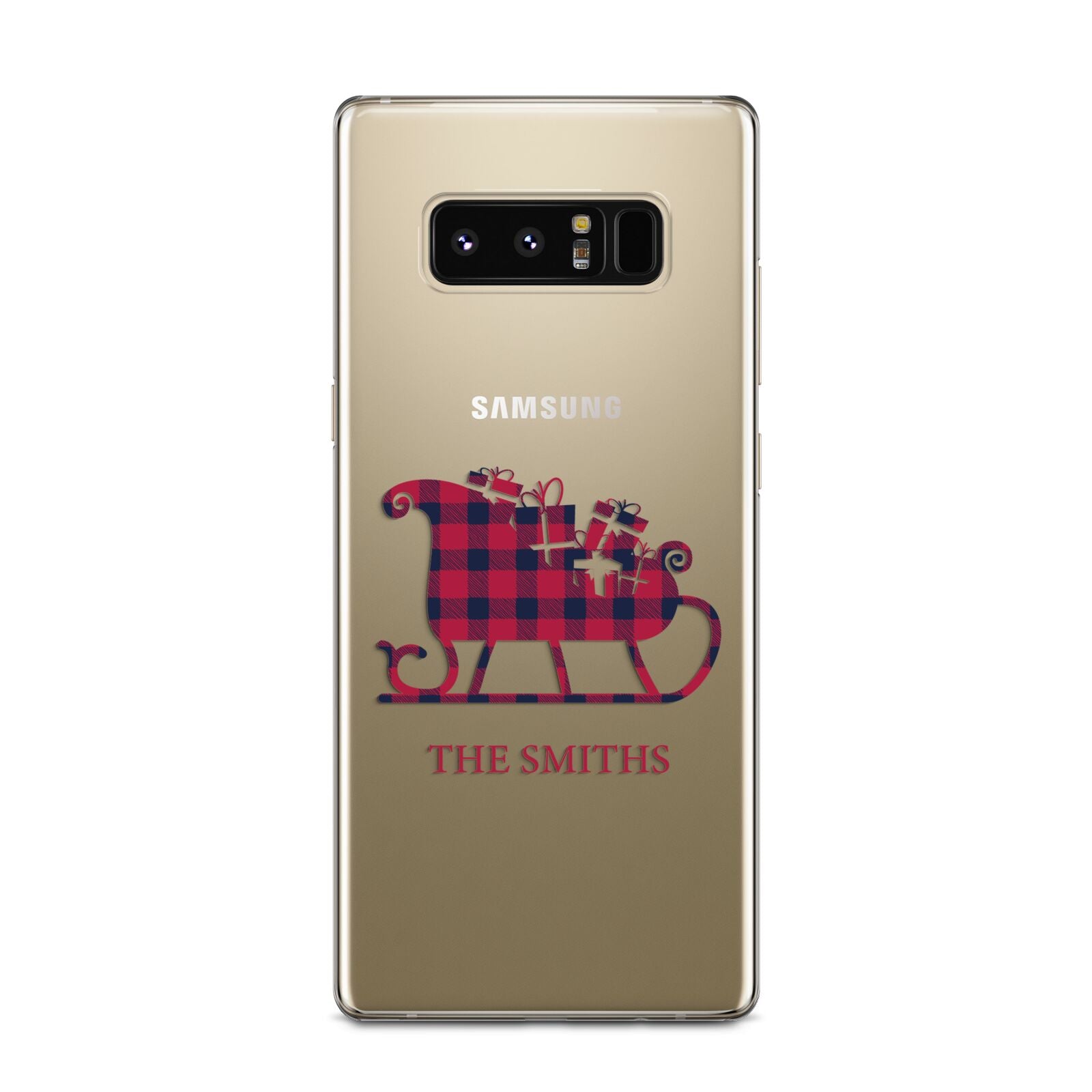 Tartan Santa Sleigh Personalised Surname Samsung Galaxy Note 8 Case