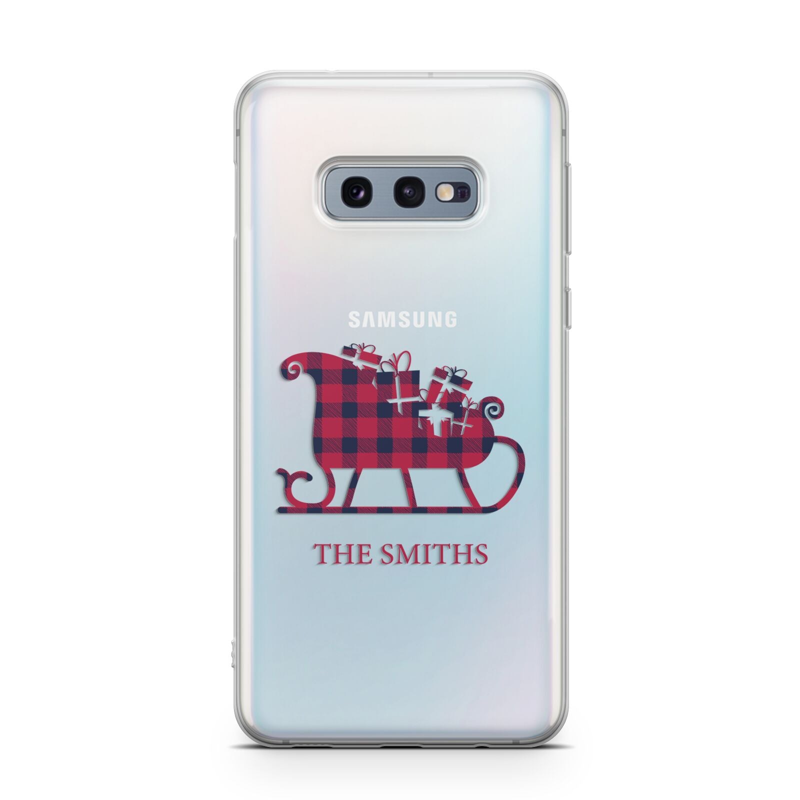 Tartan Santa Sleigh Personalised Surname Samsung Galaxy S10E Case