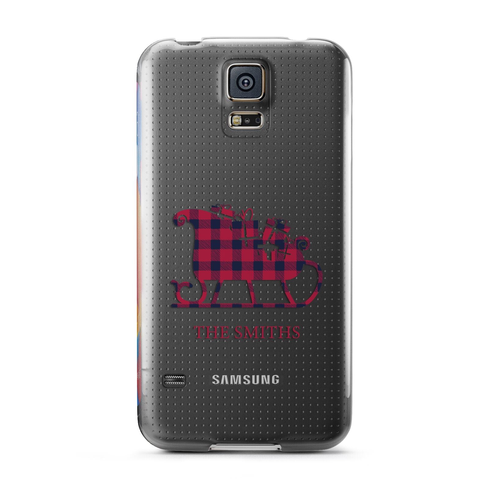 Tartan Santa Sleigh Personalised Surname Samsung Galaxy S5 Case