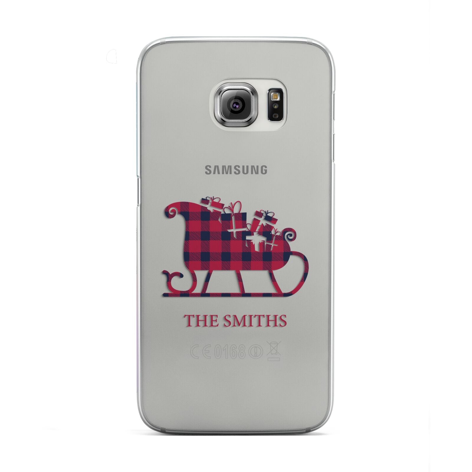 Tartan Santa Sleigh Personalised Surname Samsung Galaxy S6 Edge Case