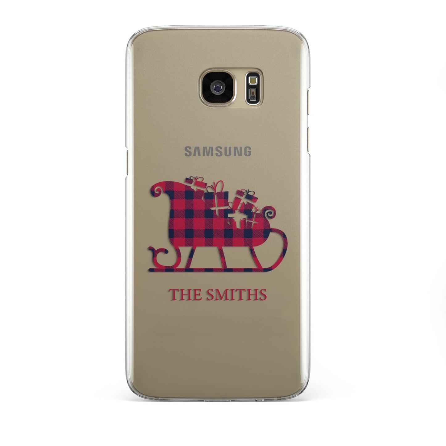 Tartan Santa Sleigh Personalised Surname Samsung Galaxy S7 Edge Case