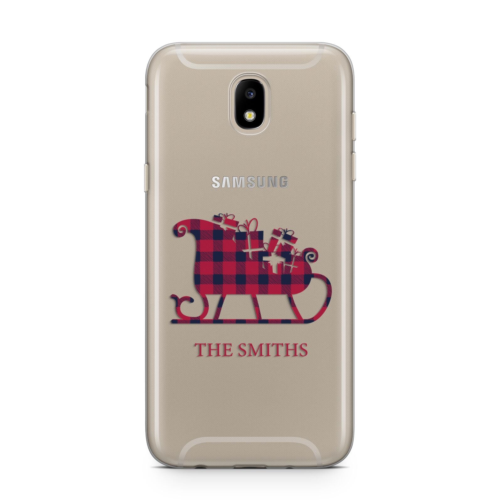 Tartan Santa Sleigh Personalised Surname Samsung J5 2017 Case