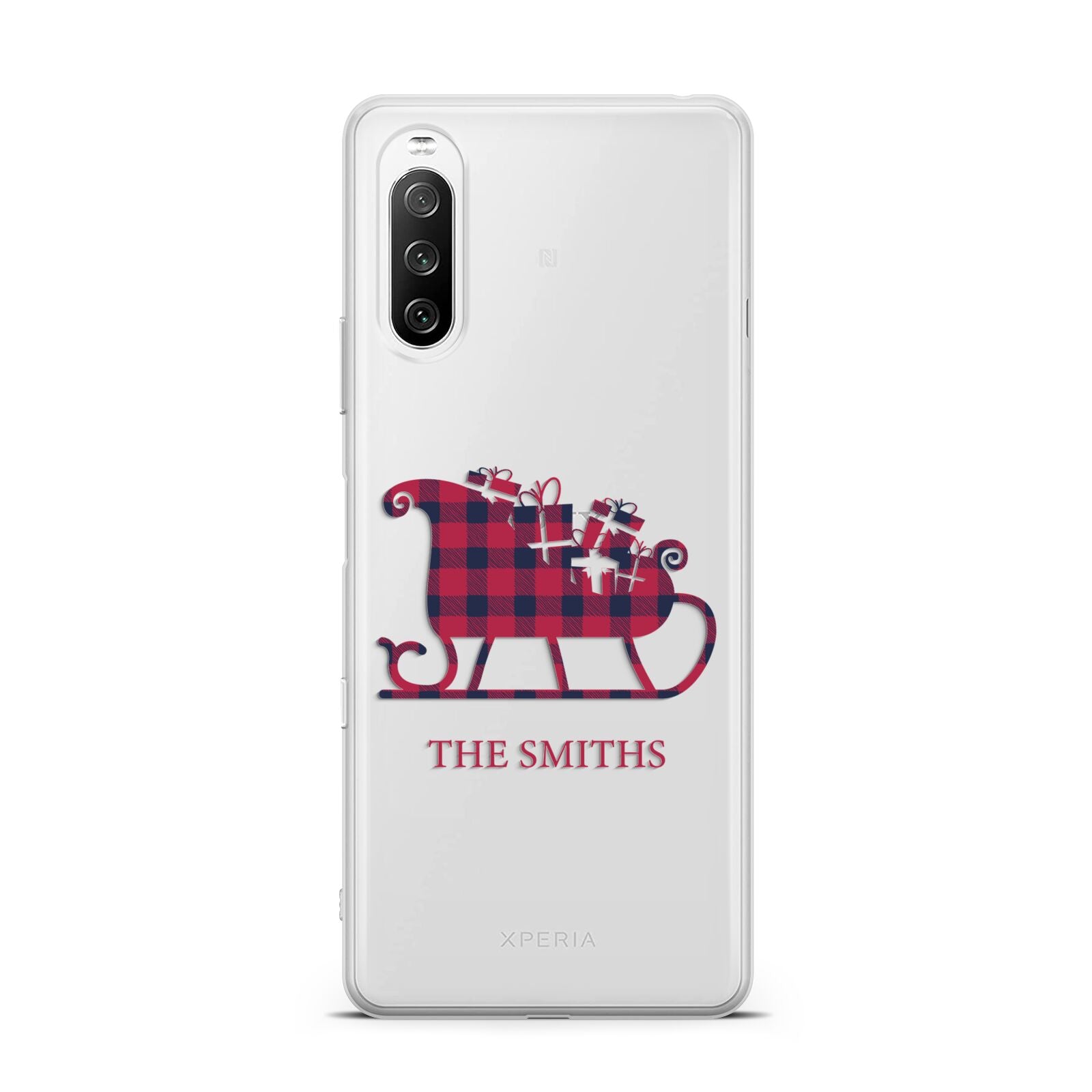 Tartan Santa Sleigh Personalised Surname Sony Xperia 10 III Case