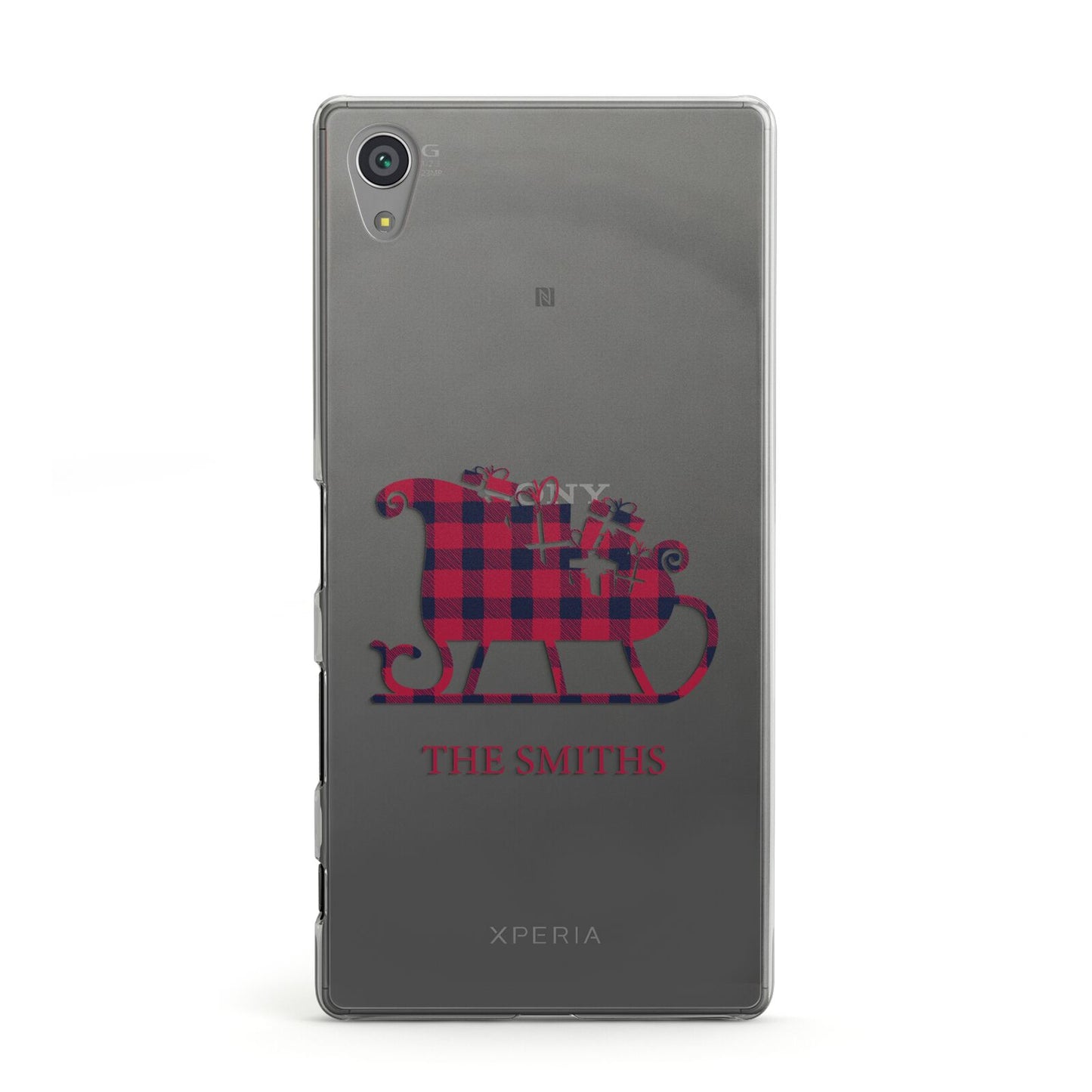 Tartan Santa Sleigh Personalised Surname Sony Xperia Case