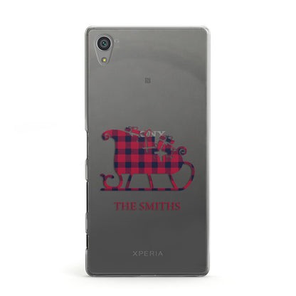 Tartan Santa Sleigh Personalised Surname Sony Xperia Case