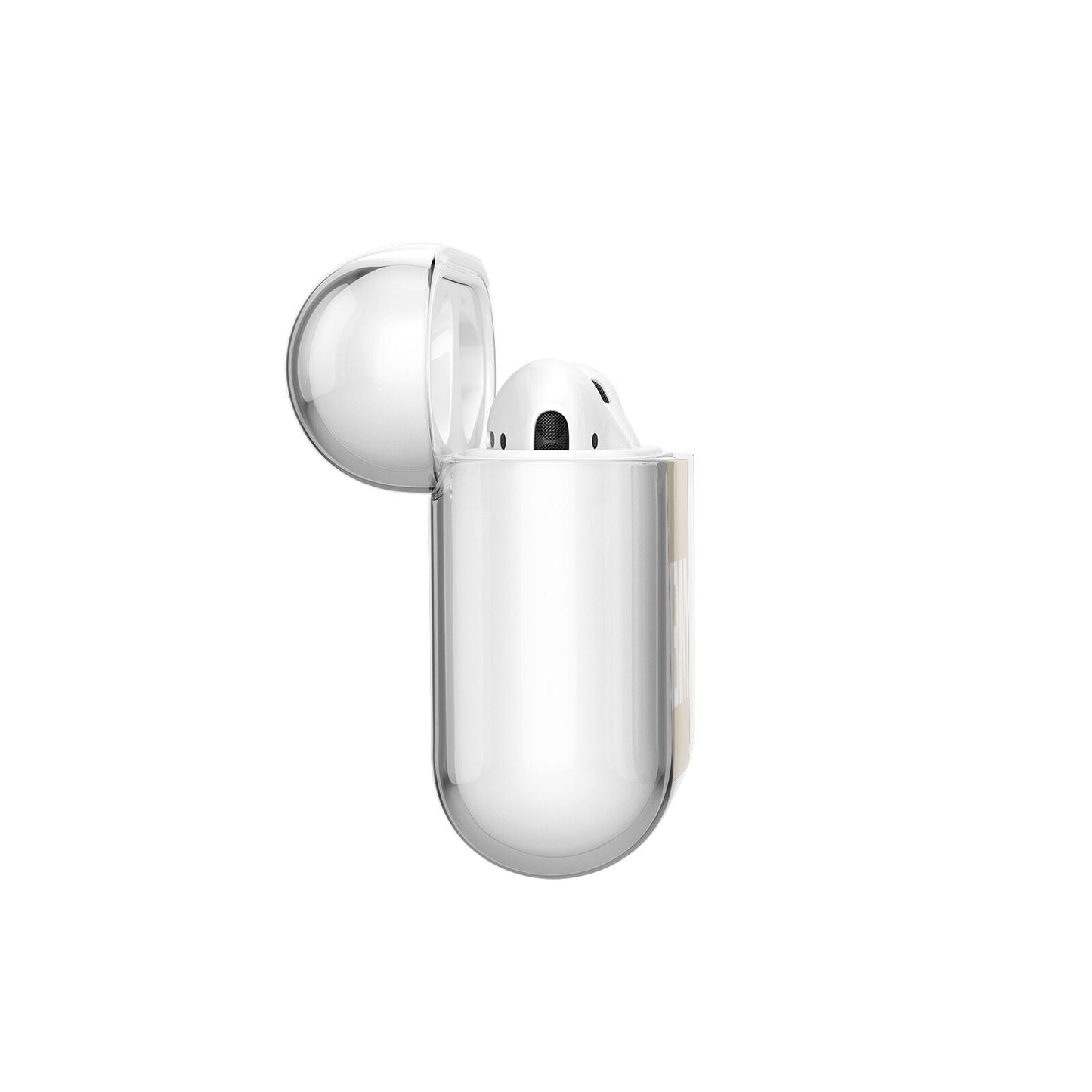 Taupe with Bold White Name AirPods Case Side Angle